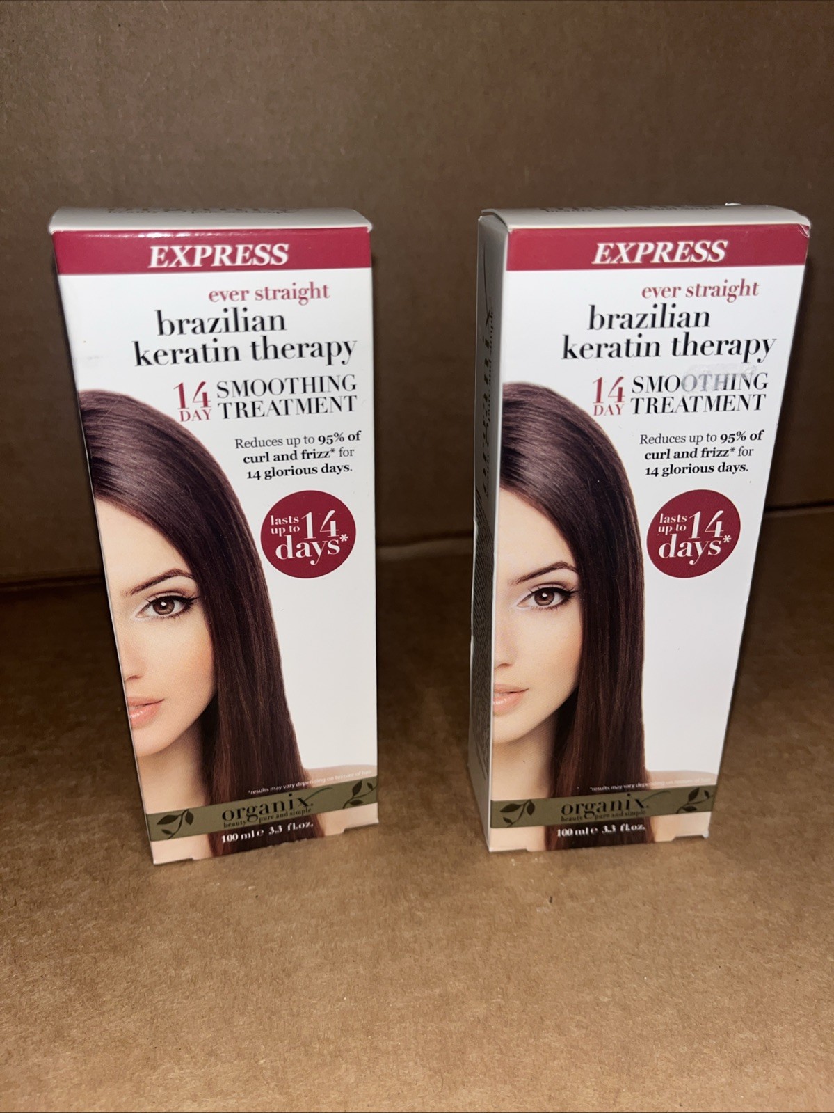 2 Organix OGX Ever Straight Brazilian Keratin Therapy 14 Day Smoothing Treatment