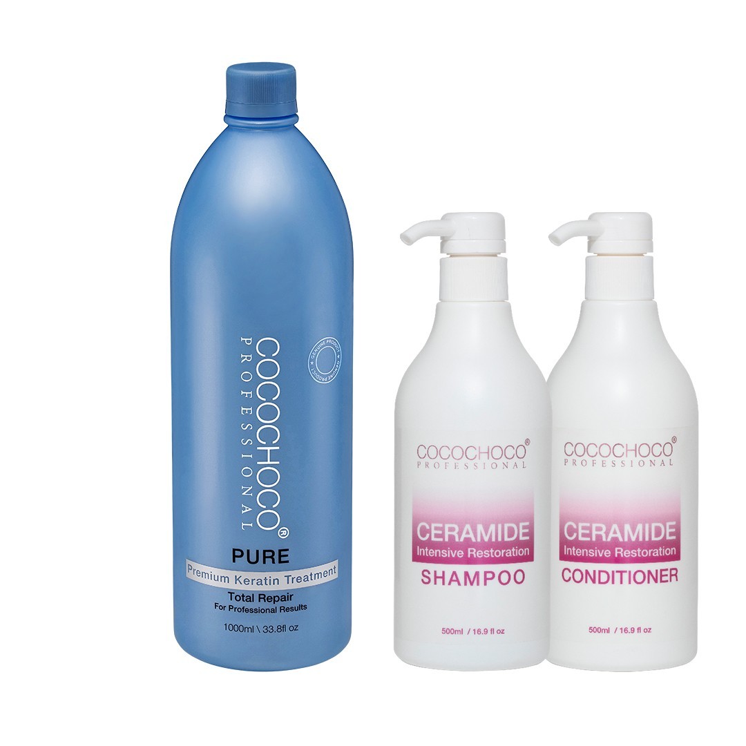 ❤❤ COCOCHOCO Pro PURE Keratin Hair Treatment 1000ml + CLARIFYING SHAMPOO 1L FAST