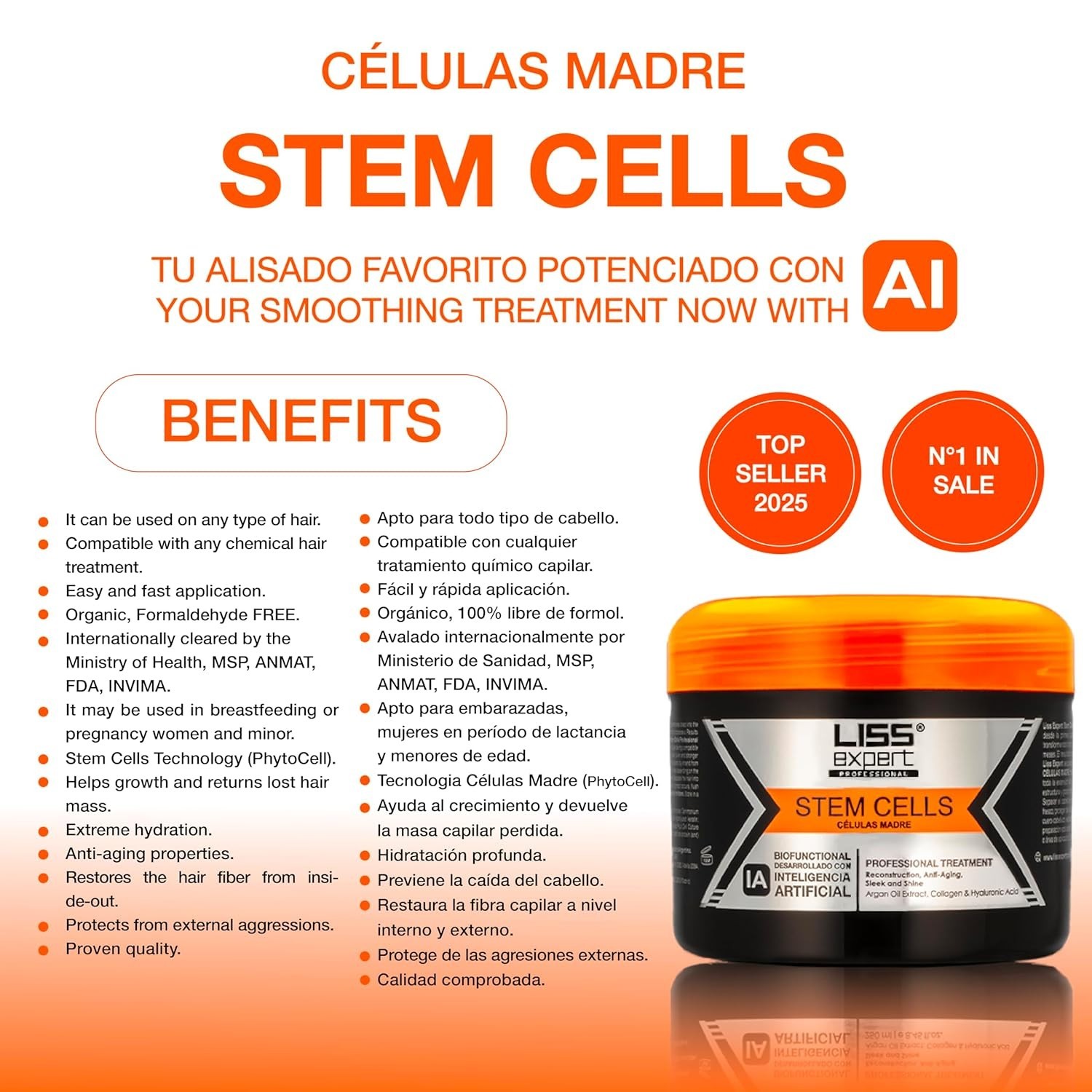 Liss Expert Stem Cells Smoothing Treatment – Organic Keratin & Argan Oil – Na…