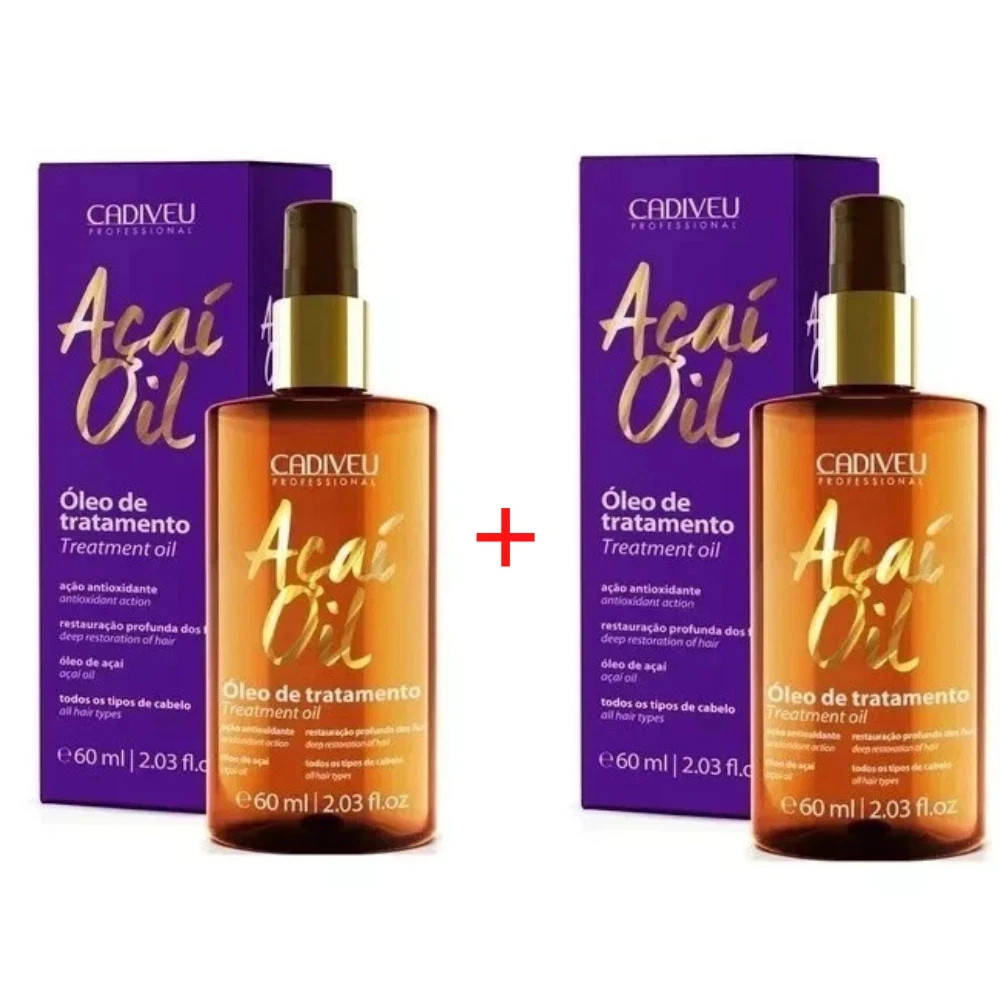 Kit 2x Cadiveu Acai Oil Treatment Antioxidant Action For All Hair Types 60 mL