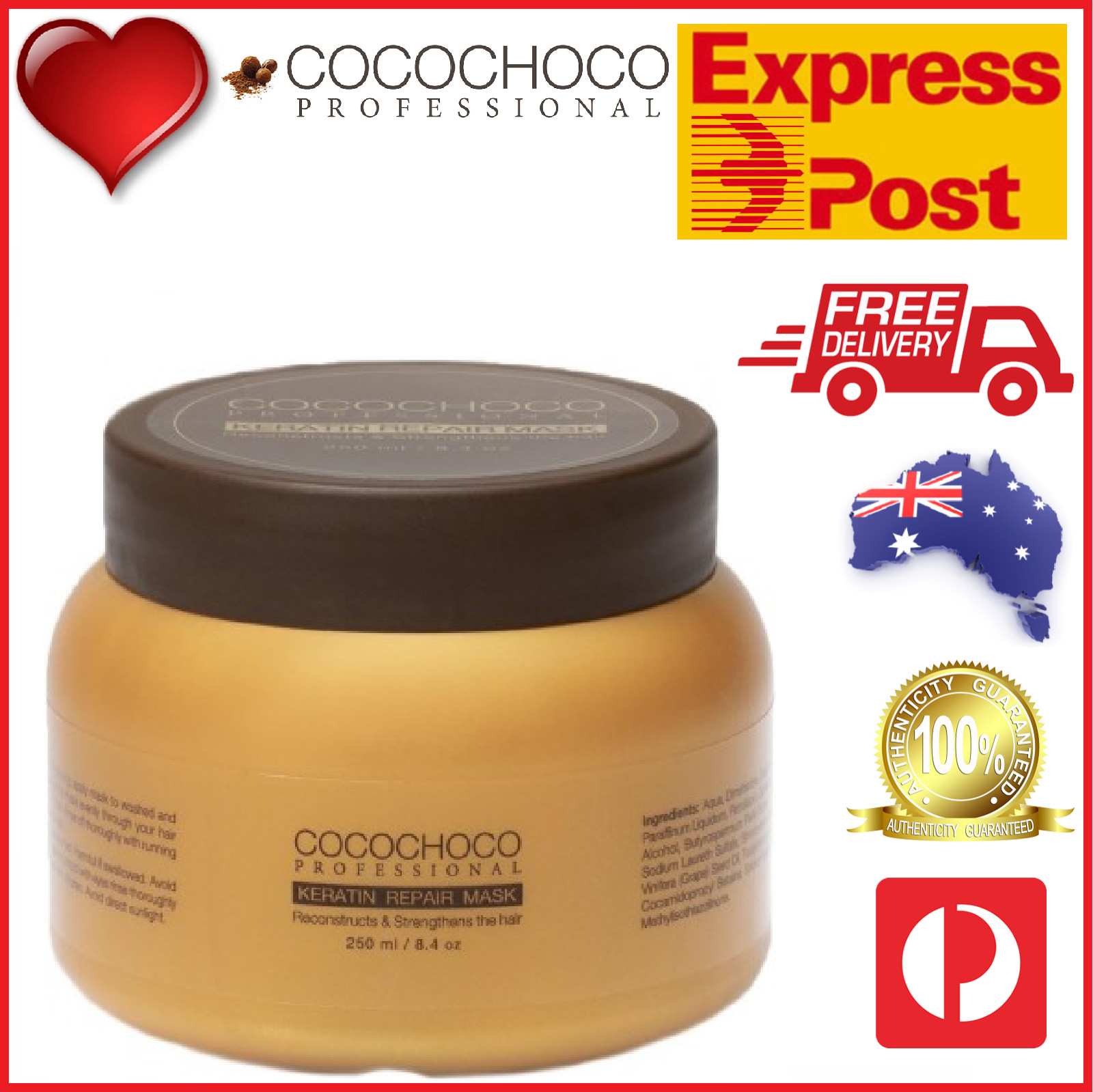❤❤ COCOCHOCO Pro Keratin Hair REPAIR MASK 250ml Salon Smooth Shine Glow EXPRESS