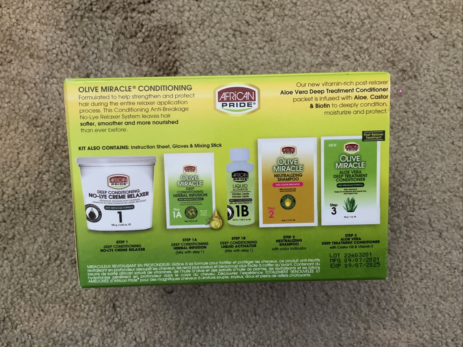 African Pride Olive Miracle Deep Conditioning Relaxer w/ Aloe & Castrol Oil.
