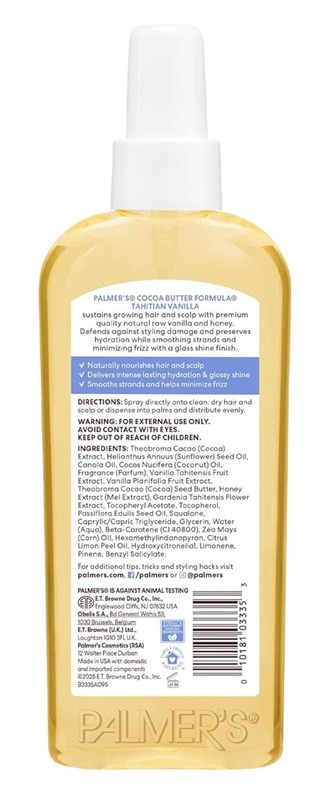 Palmers Hair & Scalp Oil Tahitian Vanilla 5.1 Ounce Pump