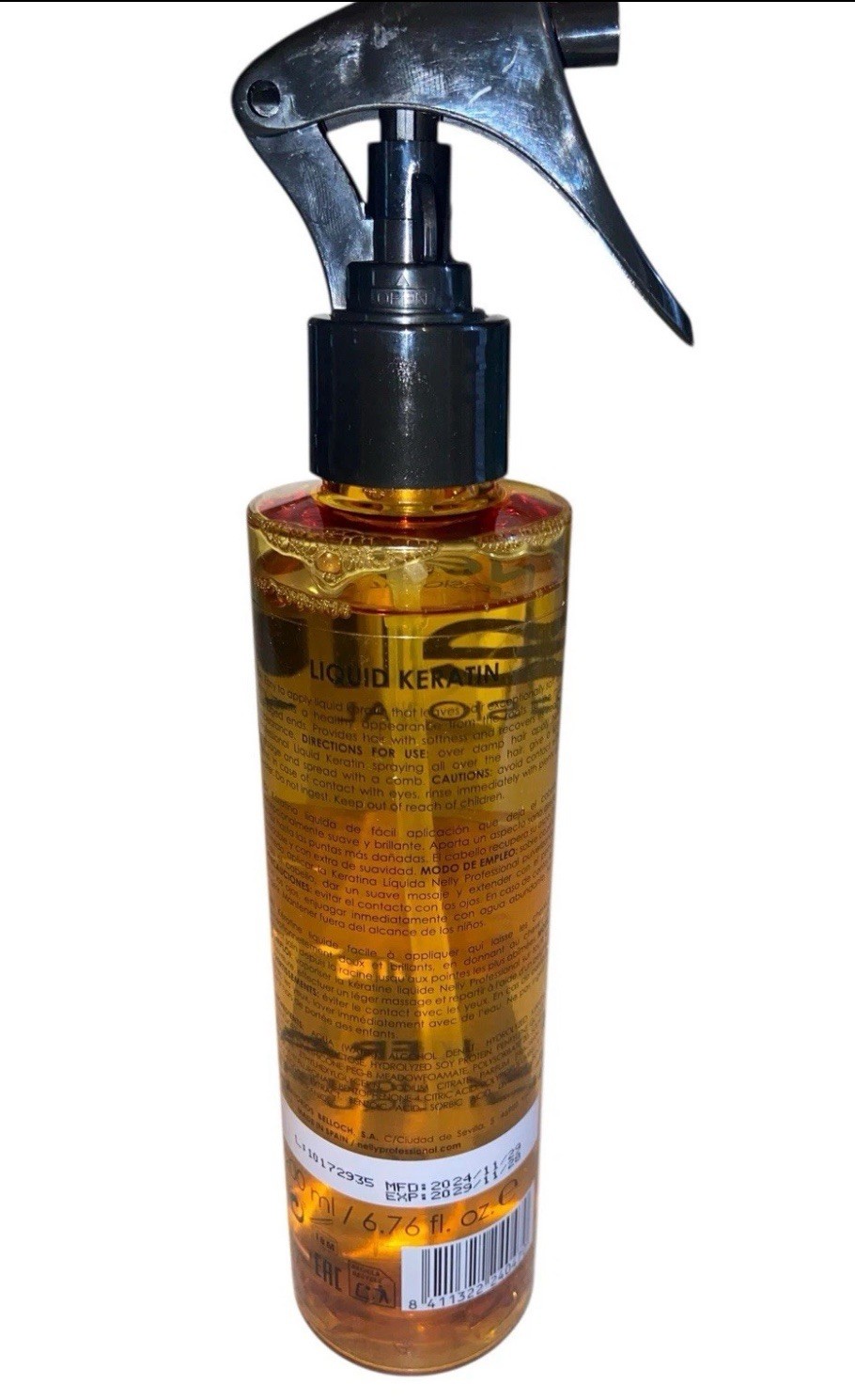 Nelly Professional Gold 24K Liquid Keratin Hair Treatment 200ml 6.75 floz Spray