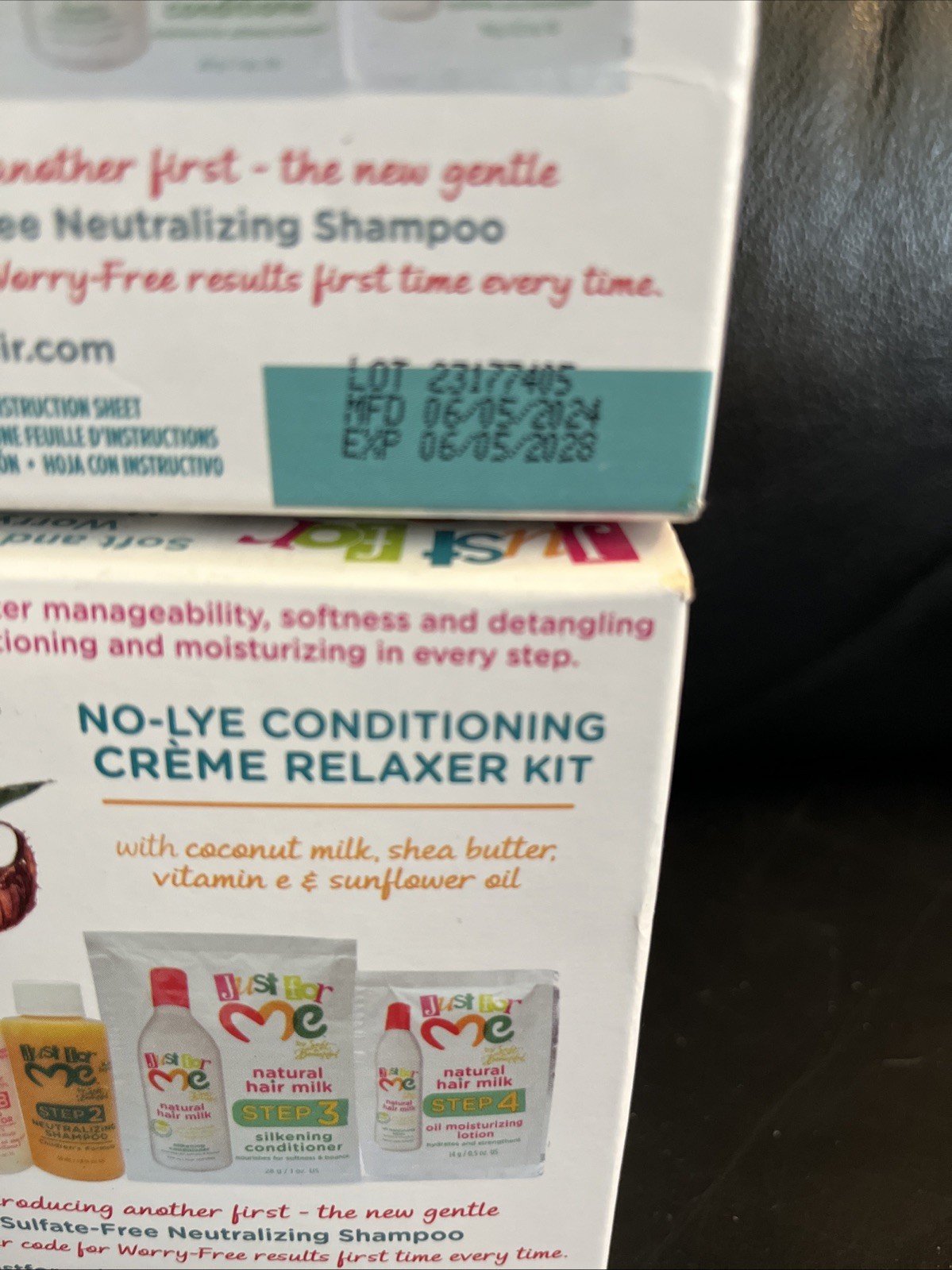 2 Just For Me No-Lye Conditioning Creme Relaxer Kit Coconut & Shea Regular NEW