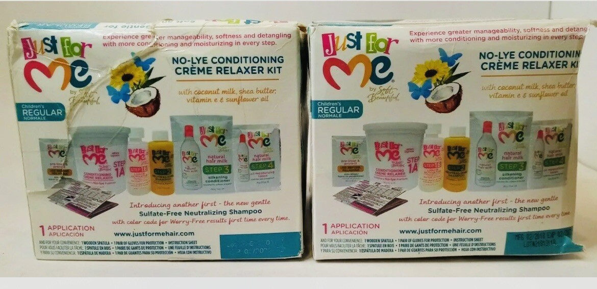 Just For Me No Lye Conditioning Creme Hair Relaxer Kit, 2 Pack FREE SHIPPING