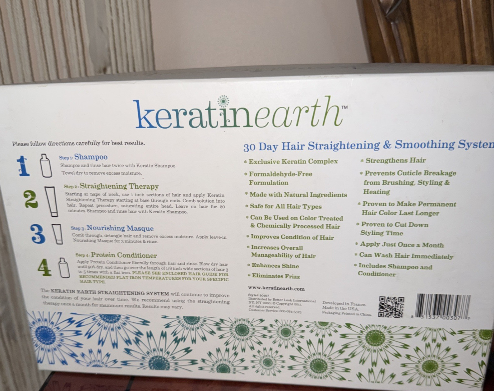 Keratin Earth 4 Step Hair Straightening Smoothing Treatment System Sealed w/Box