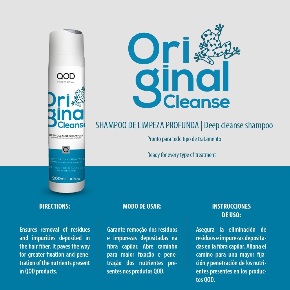 QOD PRO ORIGINAL CLEANSE SHAMPOO 300ML PRETREATMENT BRAZILIAN SMOOTHENING