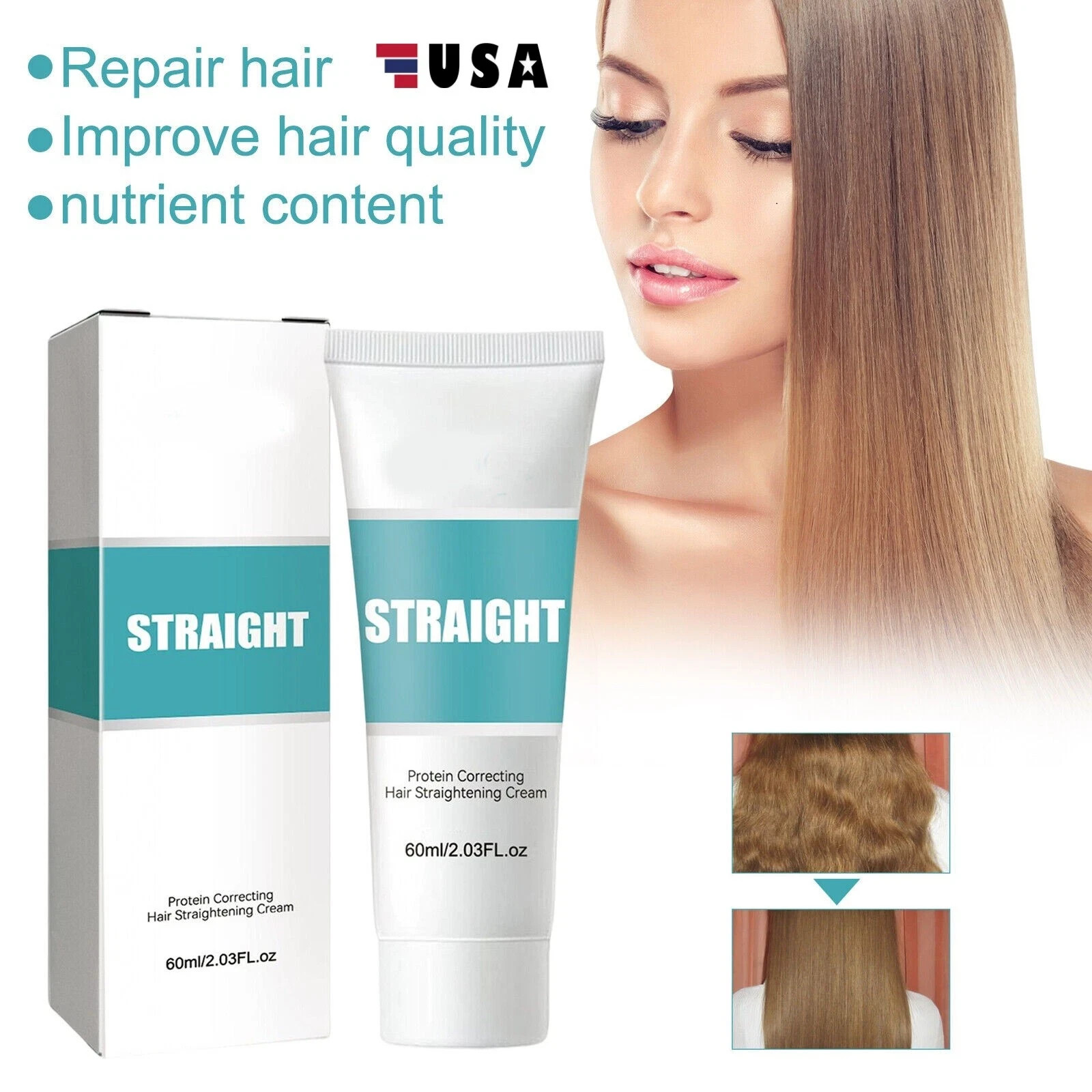 3 Packs Protein Hair Straightening Cream Silk & Gloss Hair Straighten Cream 60ml