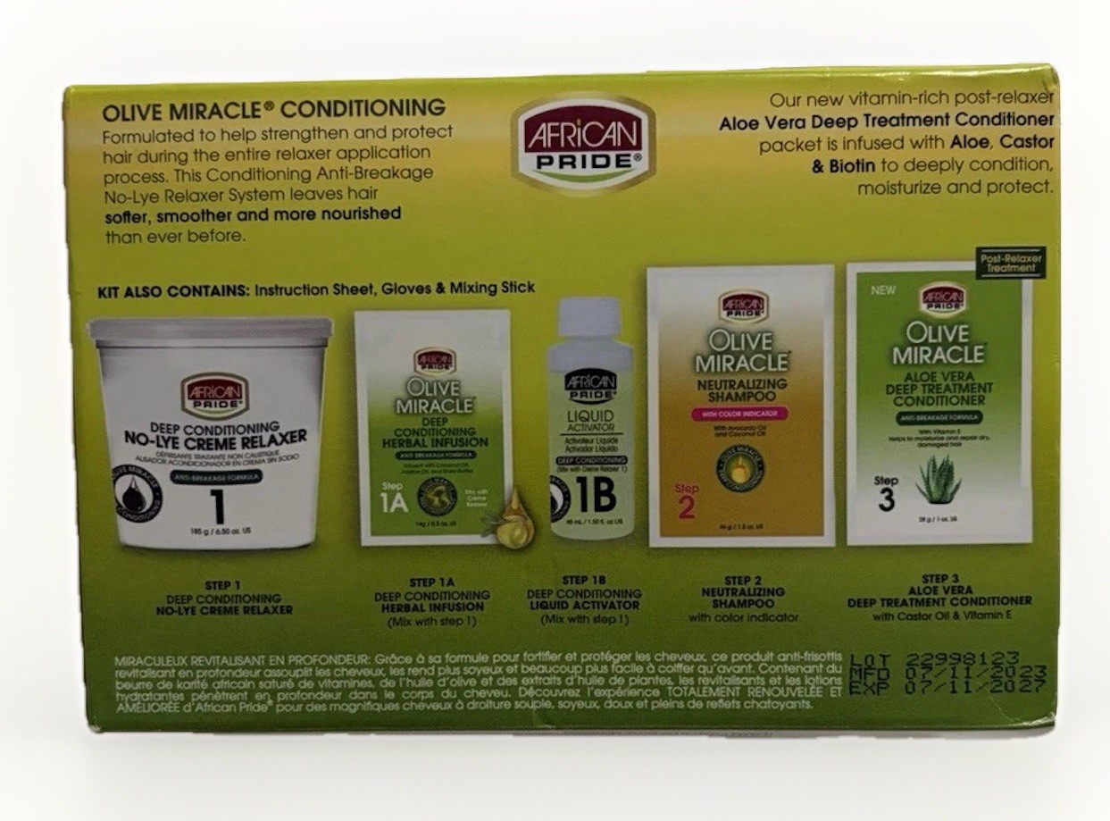 African Pride Olive Miracle No-Lye Relaxer Kit Regular AntiBreakage Conditioning