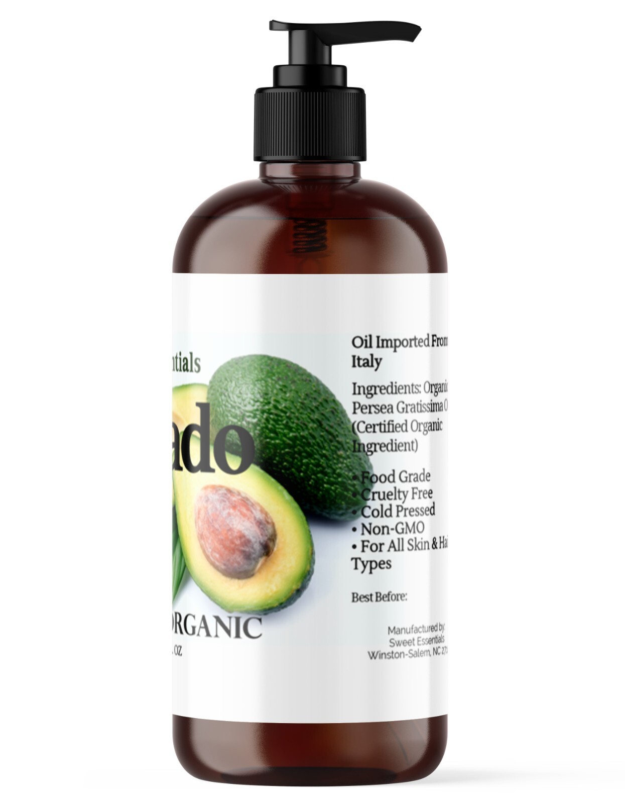 Organic Avocado Oil | 16oz | Imported From Italy | Cold Pressed | 100% Pure