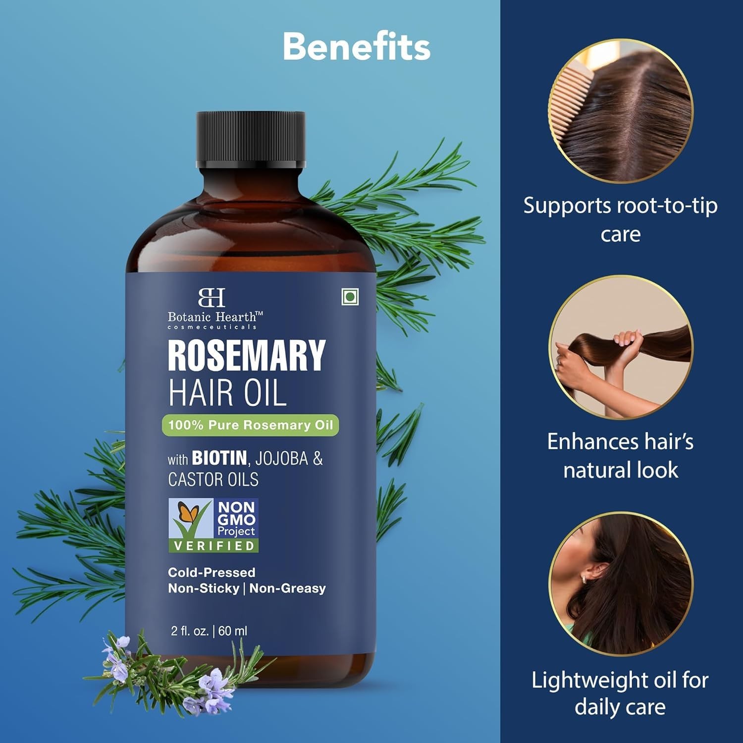 100% Pure Rosemary Oil For Hair Growth Infused With Biotin | Hair Strenghteni…