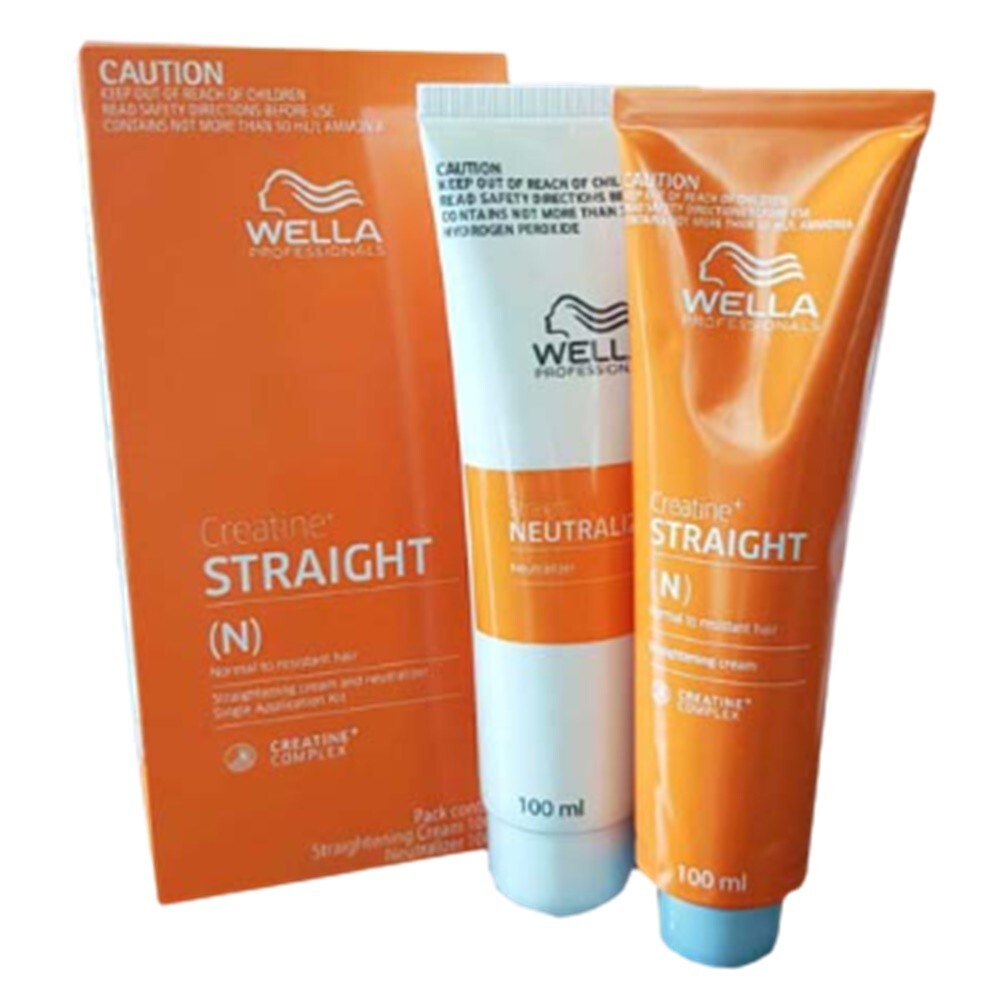 WELLA STRAIGHT(N) Hair Permanent Straightening Cream Intense Creatine Set 3 Box.