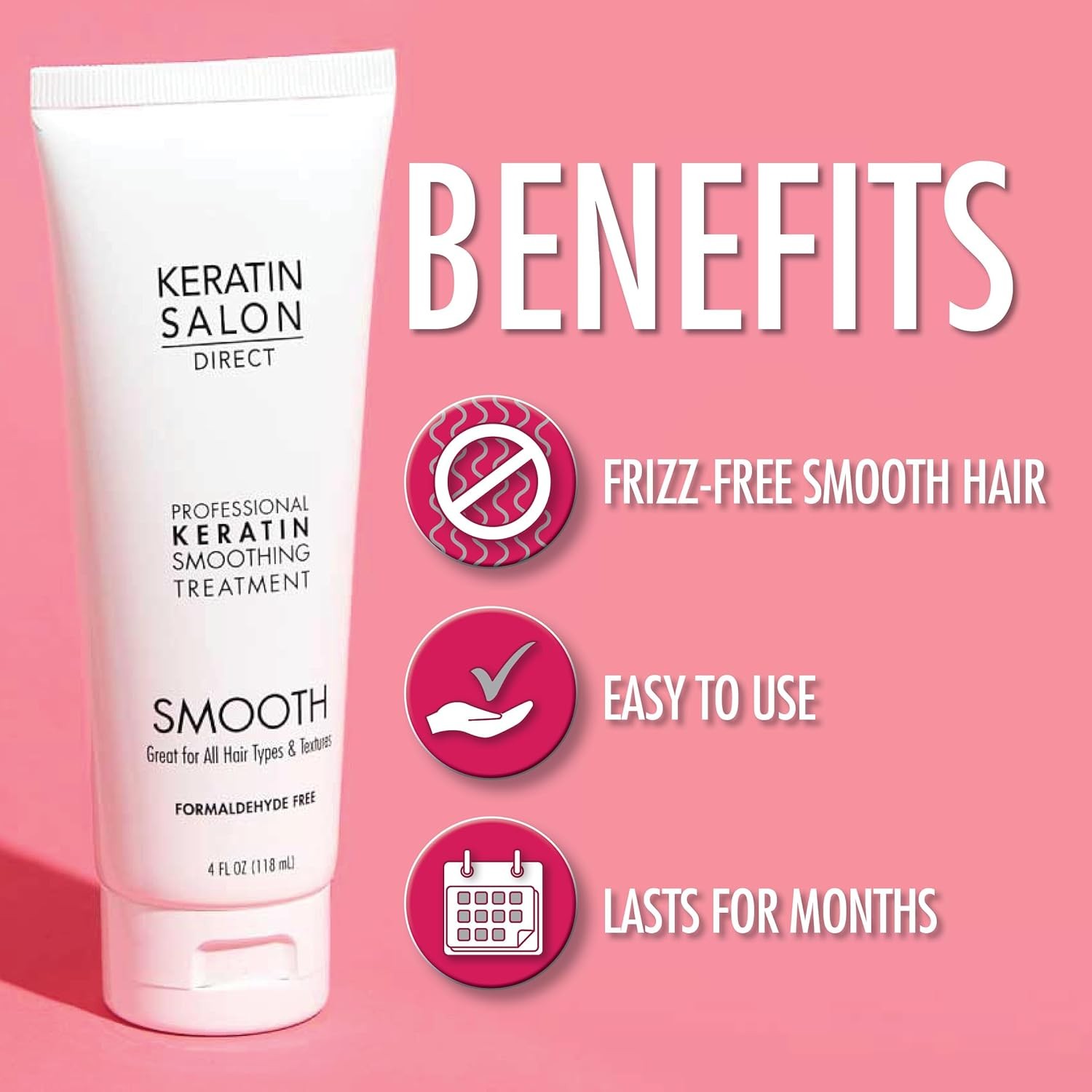 Keratin Hair Treatment, 4 oz | Frizz Control, Formaldehyde Free, Salon Quality,