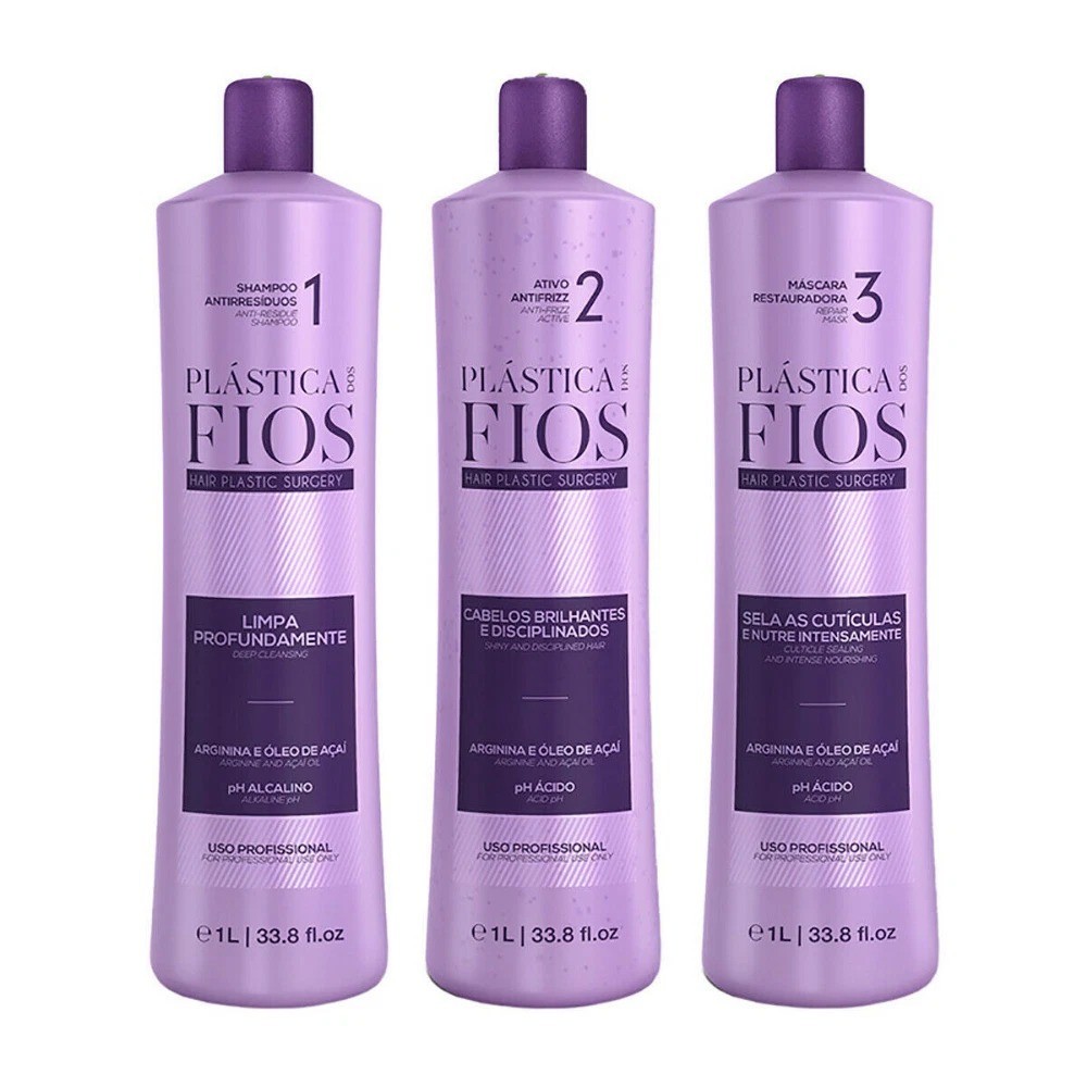 Cadiveu Plastica dos Fios 3x1L Kit – Professional Brazilian Keratin 33.8oz Each