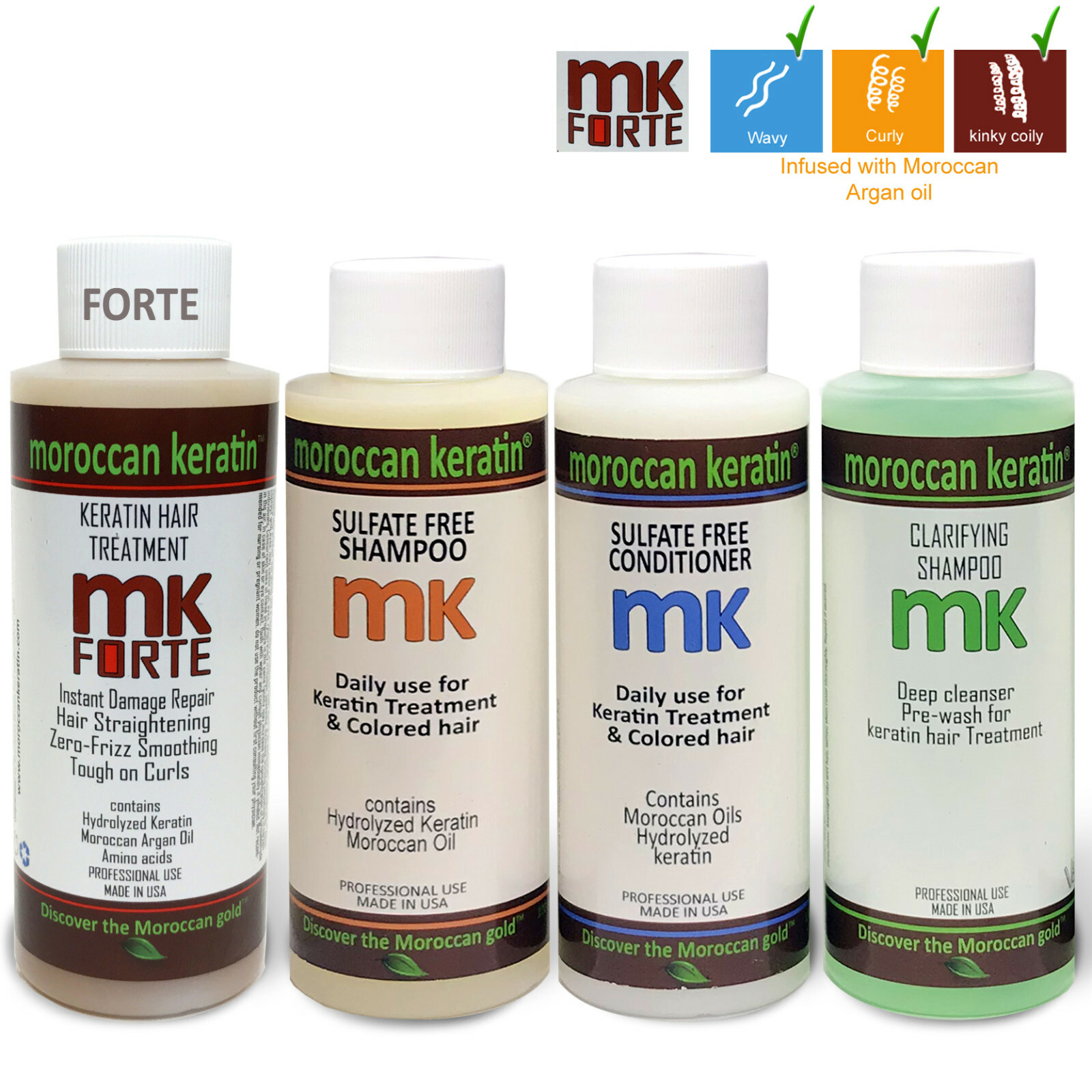 Moroccan Keratin FORTE 4x120ml Set Keratin Hair Treatment w/ Argan Oil