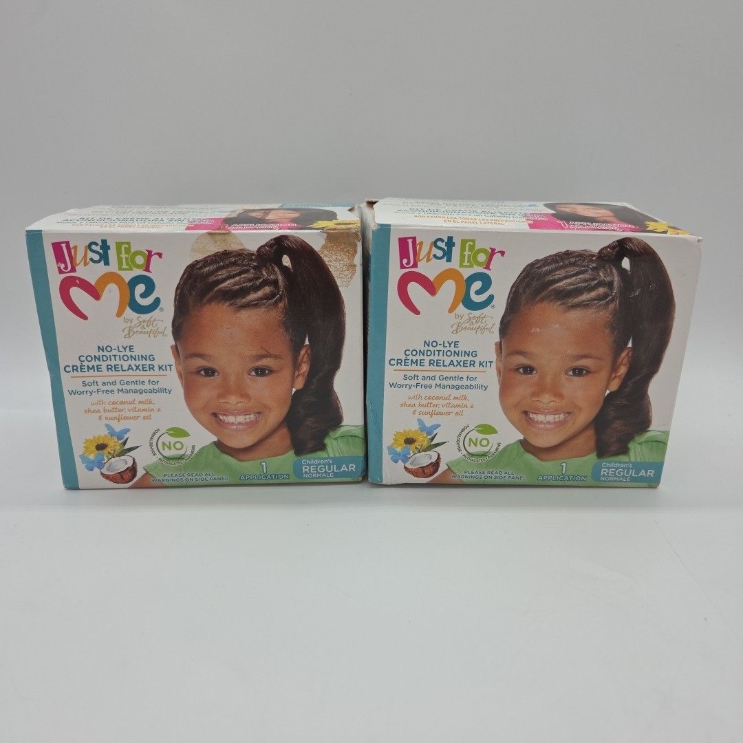 Lot Of 2 Just For Me No Lye Conditioner Creme Relaxer Kit Children’s Regular