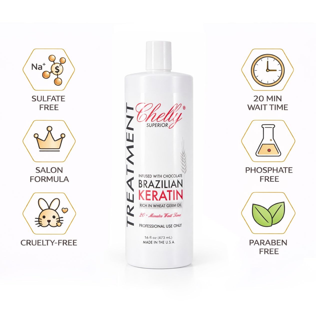Chelly Superior Brazilian Keratin Treatment 16.0 Fl Oz, Chocolate