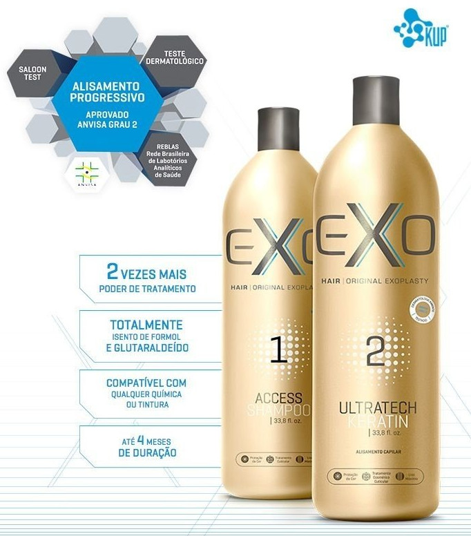 Kit Exoplastia Shampoo and Ultrateck Keratin Straightening Exo Hair – 2 x 500mL