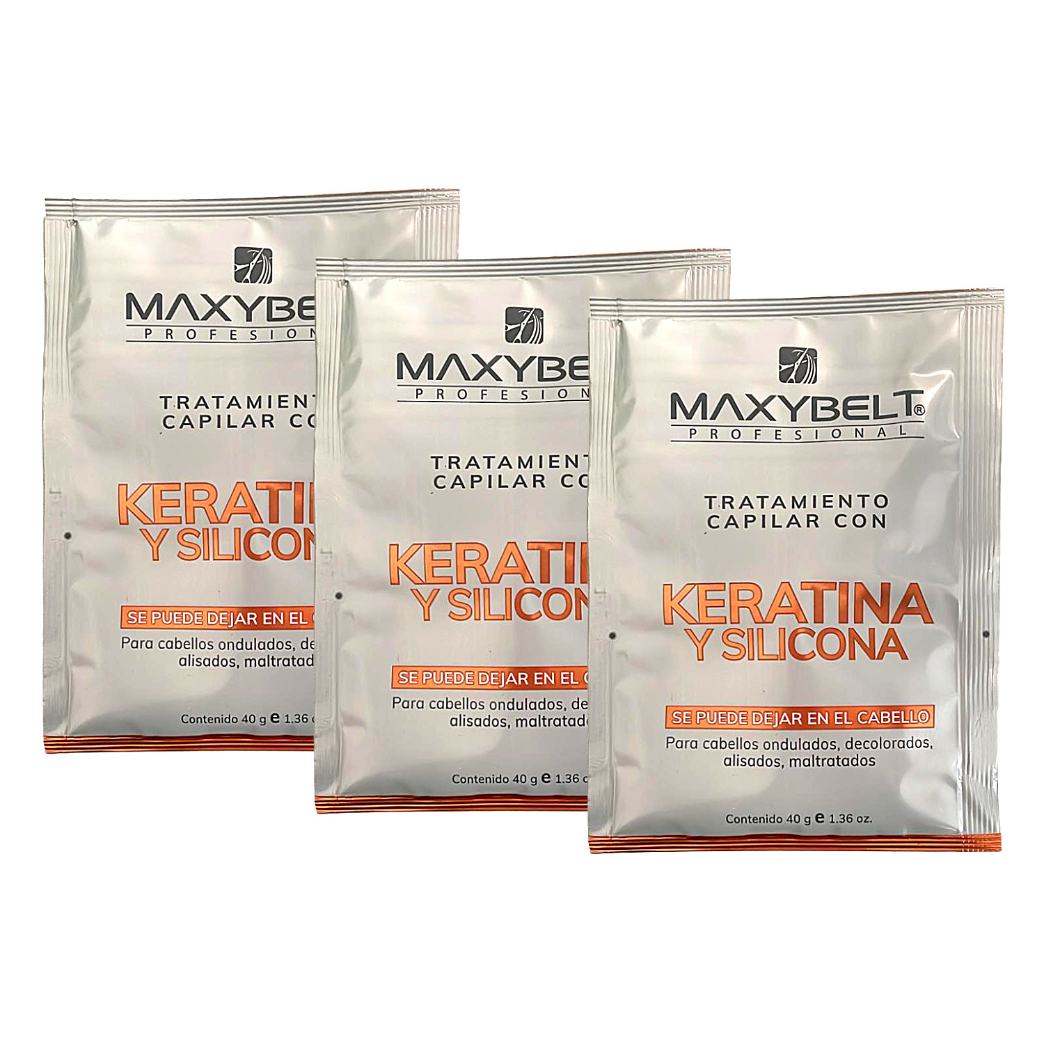 Maxybelt Professional Tratamiento Capilar con Keratina & Silicona Leave-In 3-Pk