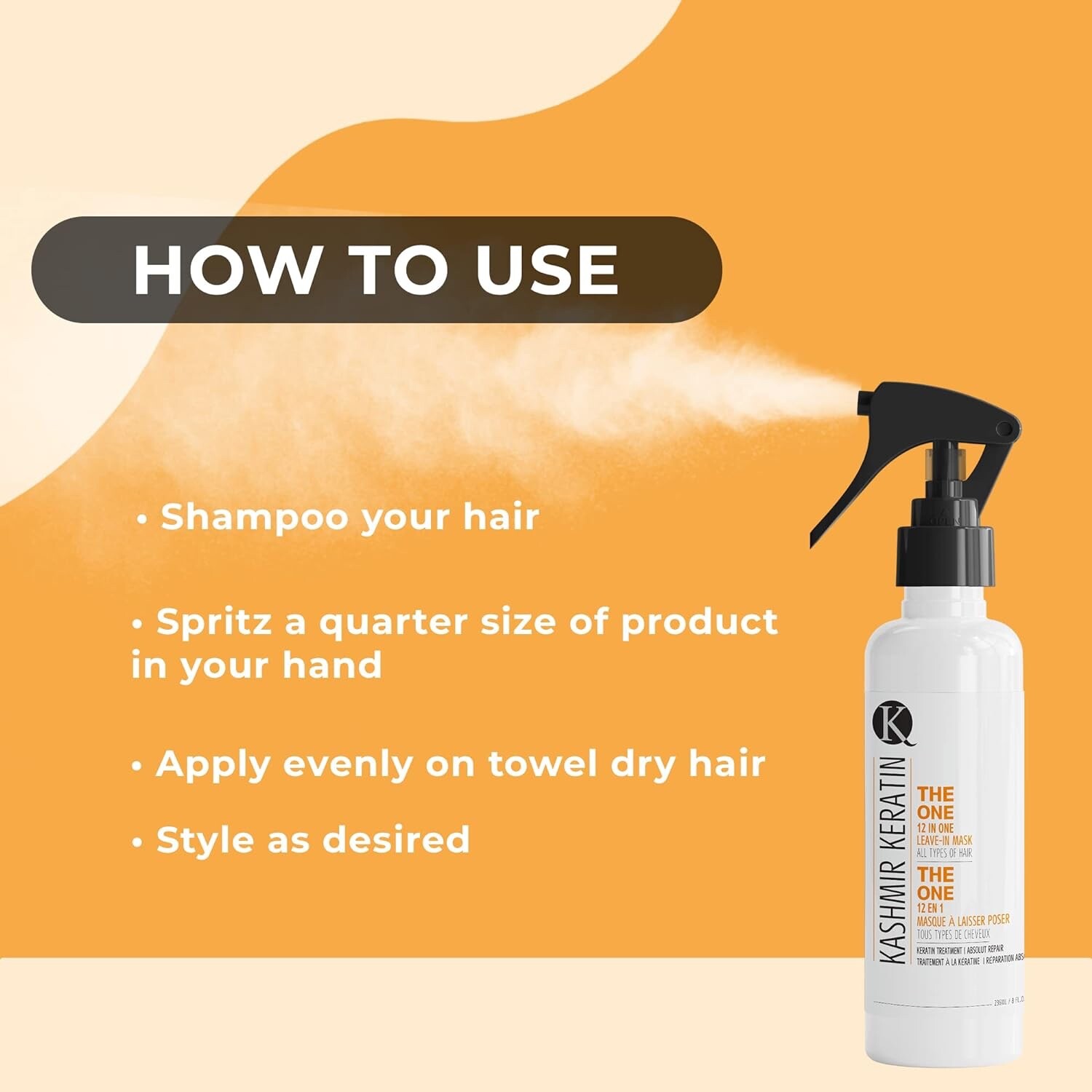 Kashmir Keratin The one leave in mask hair treatment absolut repair 236 ml/8floz