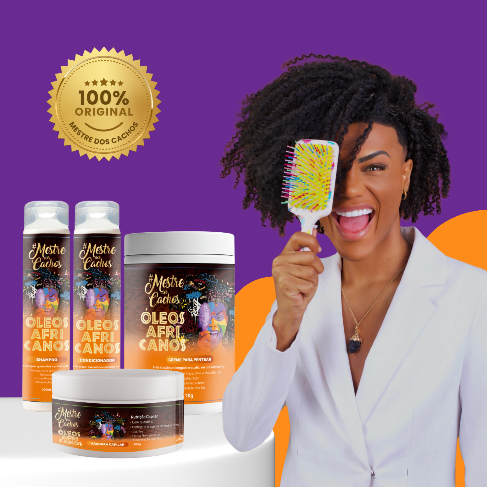 Mestre dos Cachos African Oils Kit – Deep Hair Nutrition, Shine & Curl Repair