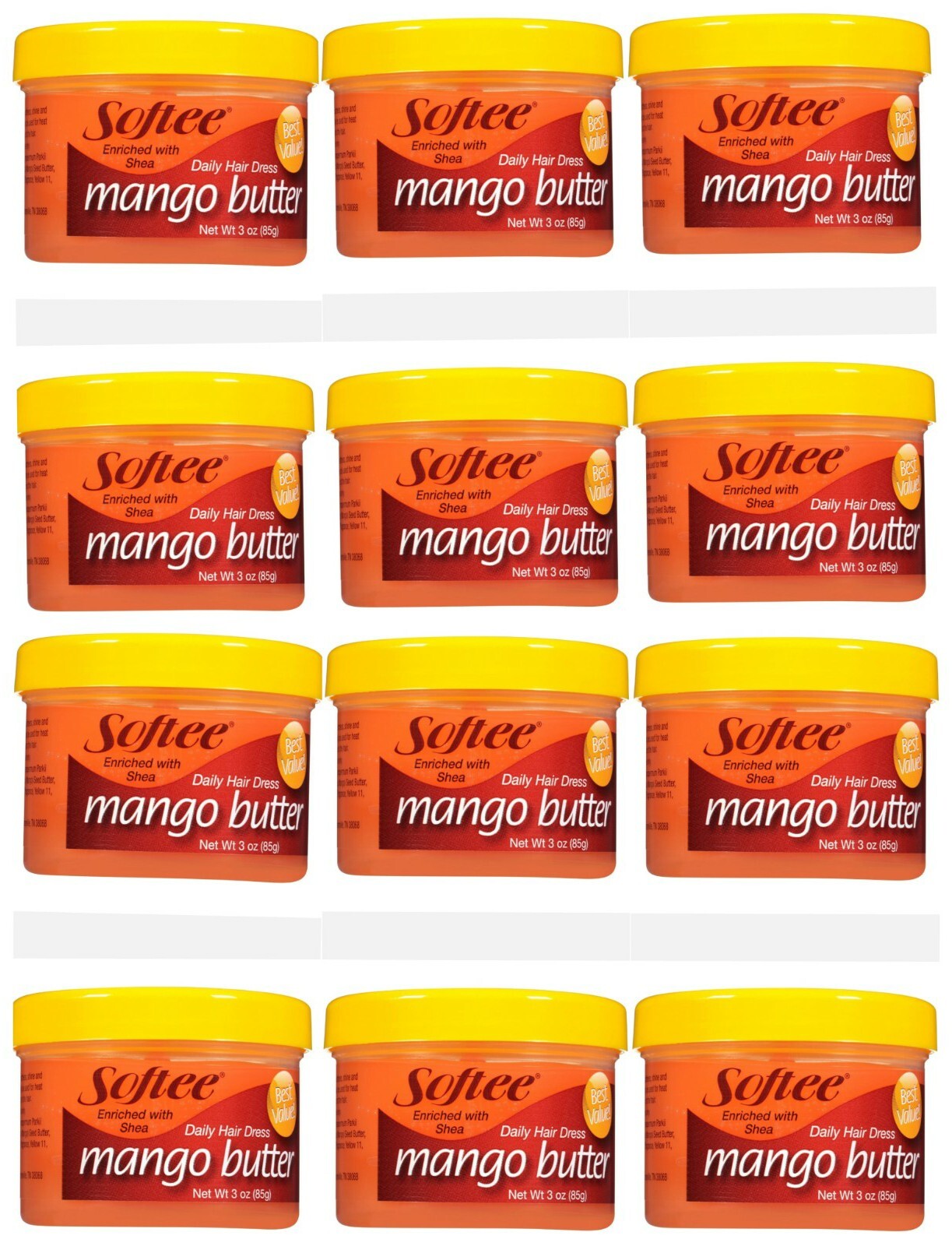 ( Lot 12) Softee Enriched w/ Shea Mango Butter Hair & Scalp Treatment 3oz Ea New