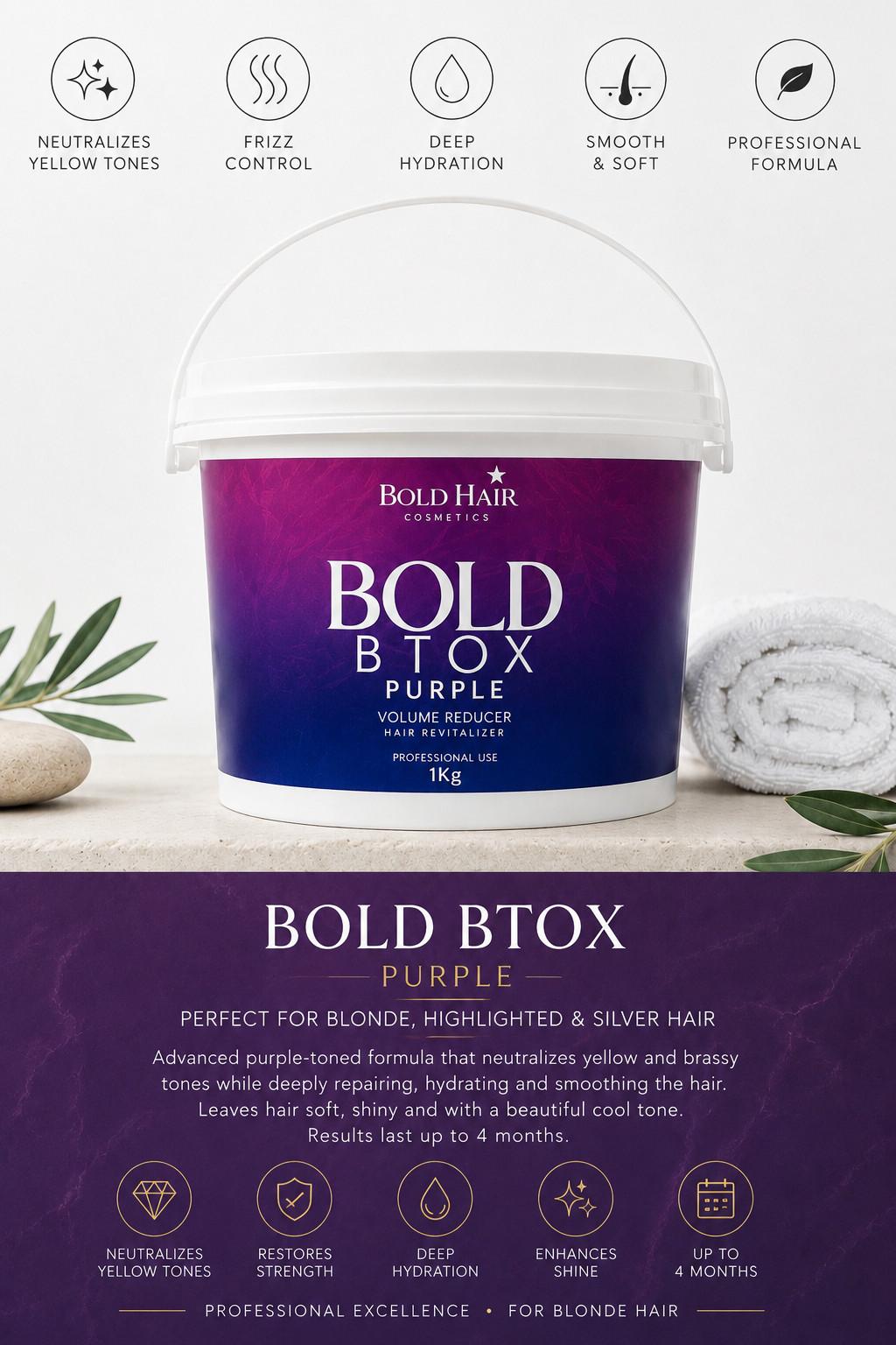 BOLD HAIR Purple Hair Botox Treatment, Organic, No Formaldehyde