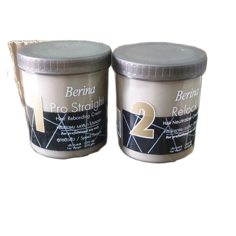 Set Berina Pro Straight Hair Rebonding Cream & Relock Neutralizer Cream 1000 g.
