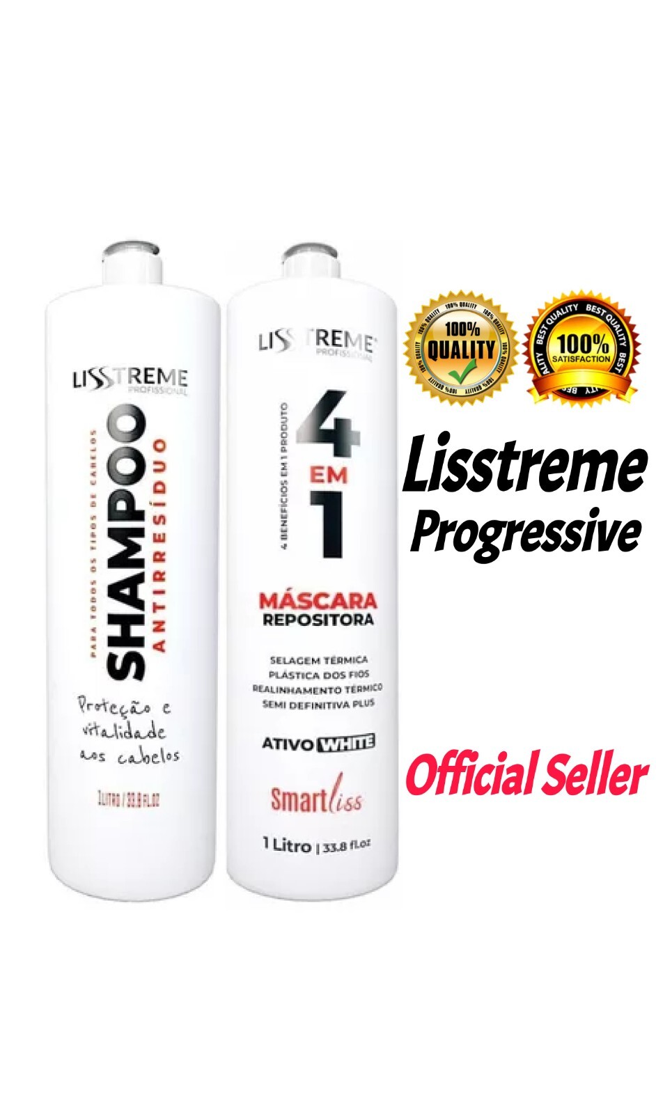 Progressive Kit Lisstreme Thermal Sealing 4 In 1 – Shampoo + Repositor Mask 2x1L