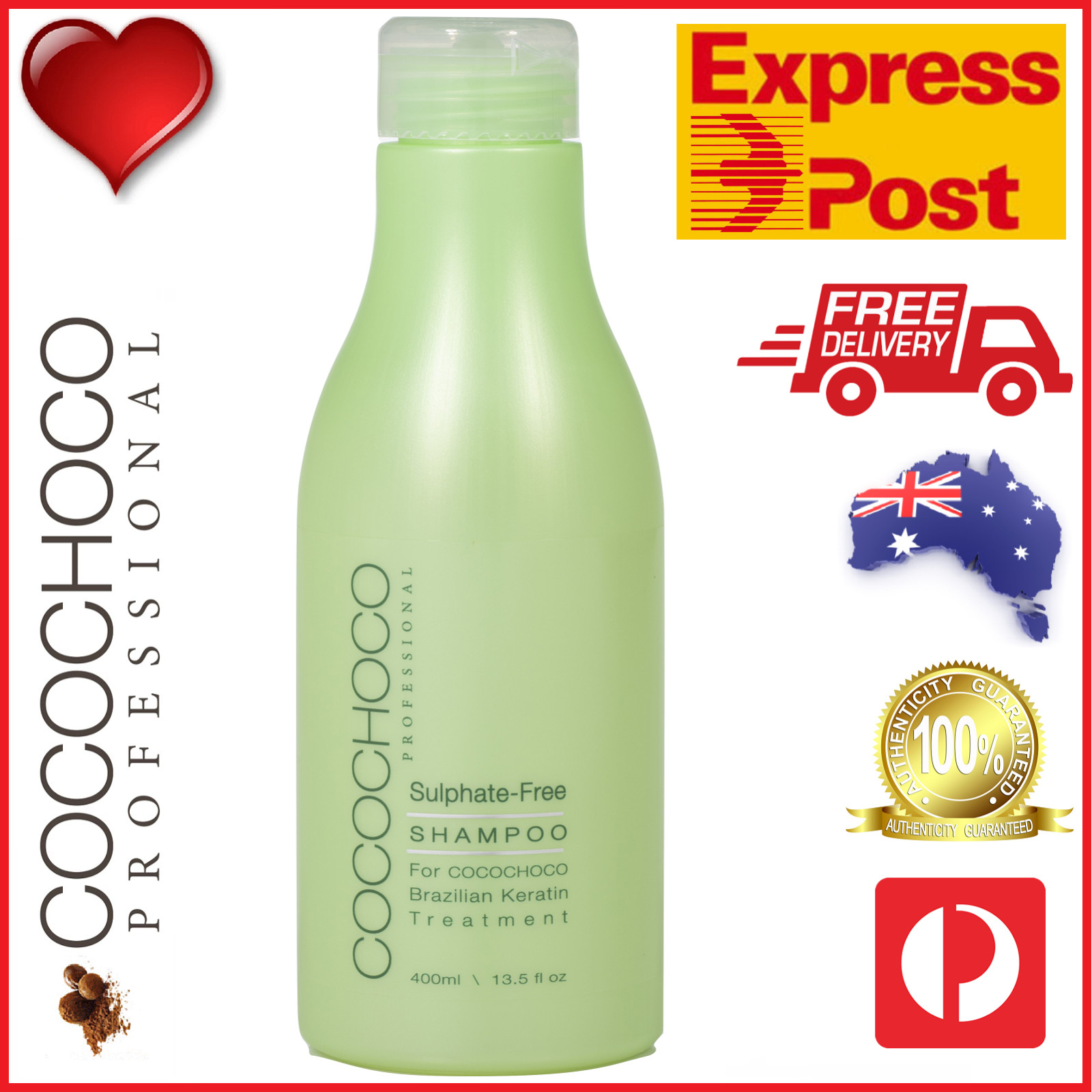 ❤❤ COCOCHOCO Pro SULPHATE FREE SHAMPOO 400ml Straight Hair Gold Brazil EXPRESS