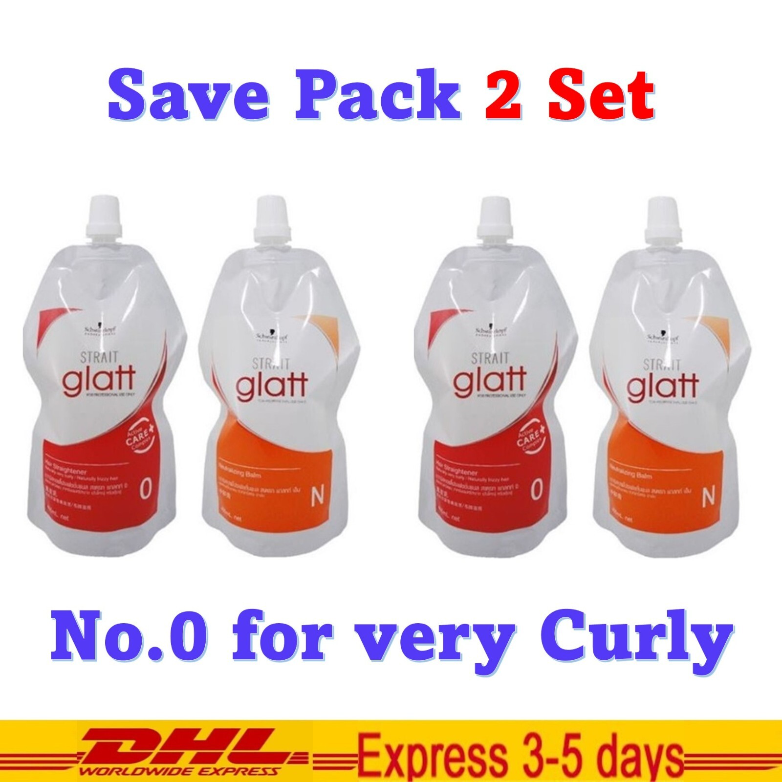 2 Set Schwarzkopf Glatt No.0 For Very Curly Hair Straightener Rebonding Cream