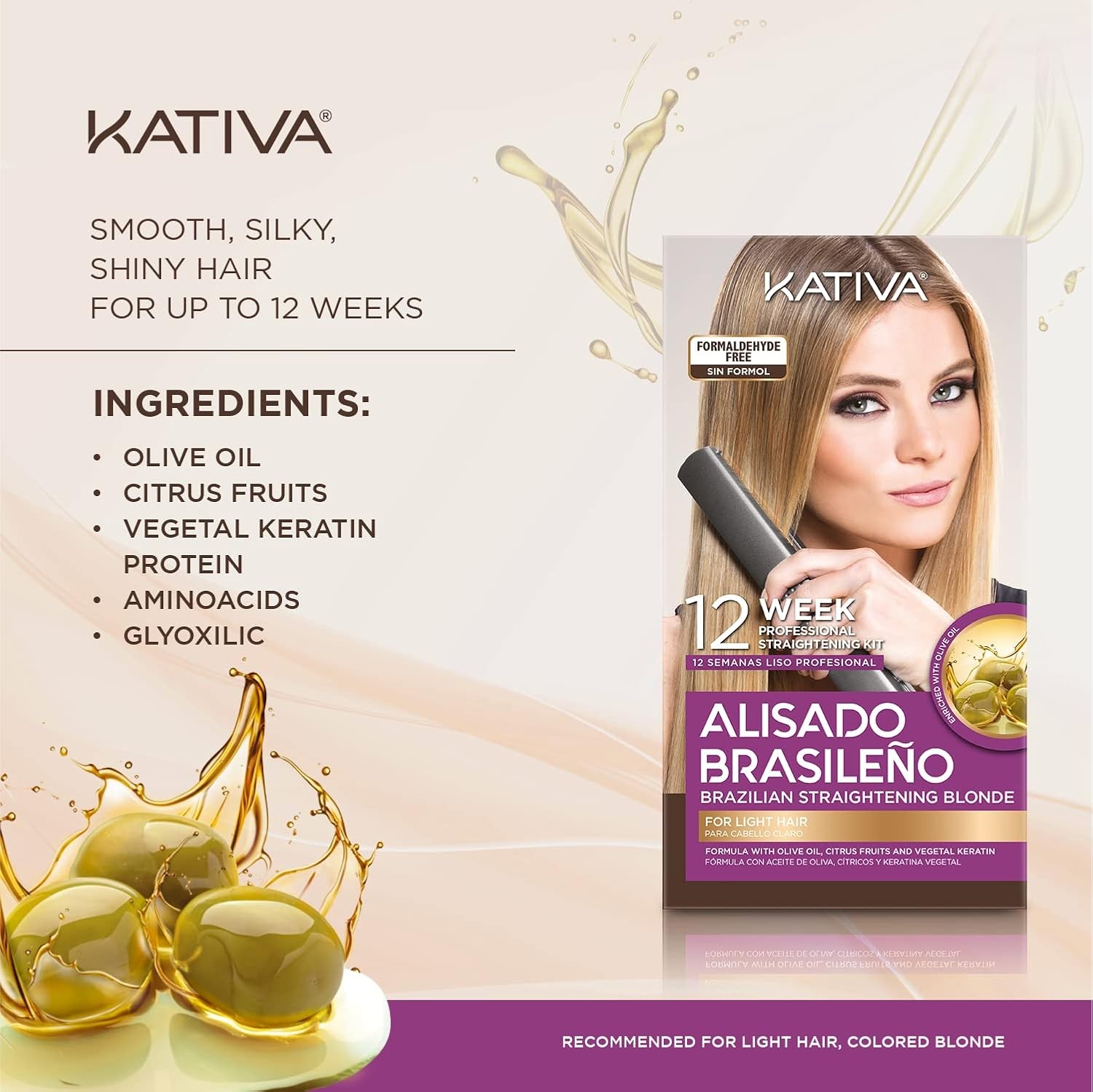 Kativa Brazilian Straightening Blonde Kit, 12 Weeks of Home Use Professional…