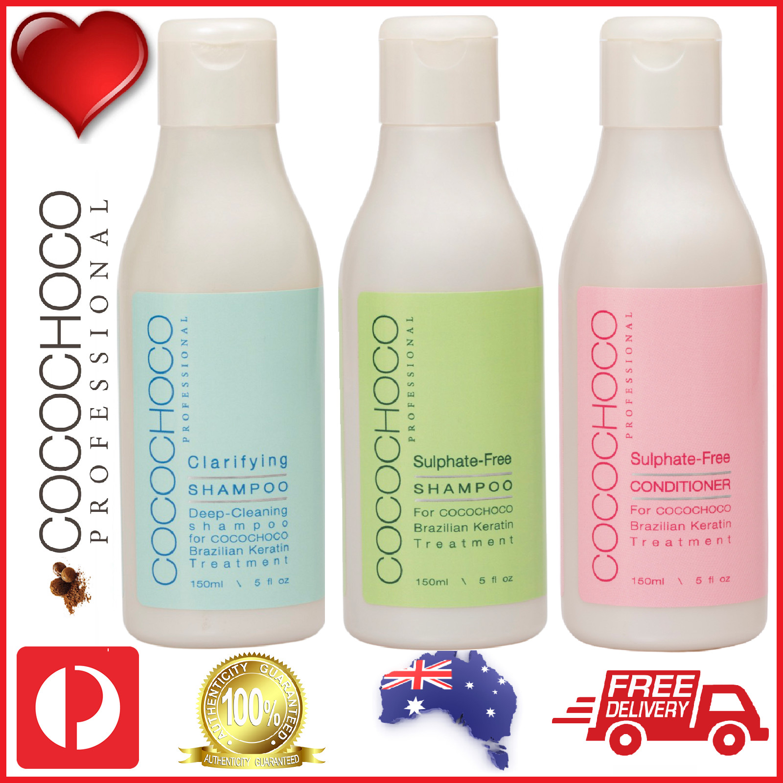 ❤❤ COCOCHOCO Clarifying + Sulfate Free Shampoo + Conditioner 150ml Straight Hair