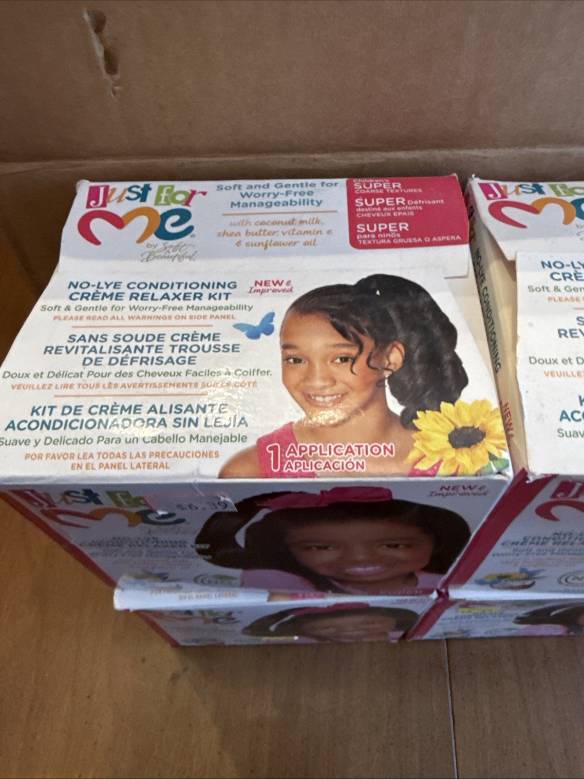 Lot Of 4 Just For Me No-Lye Creme Relaxer Kit Super