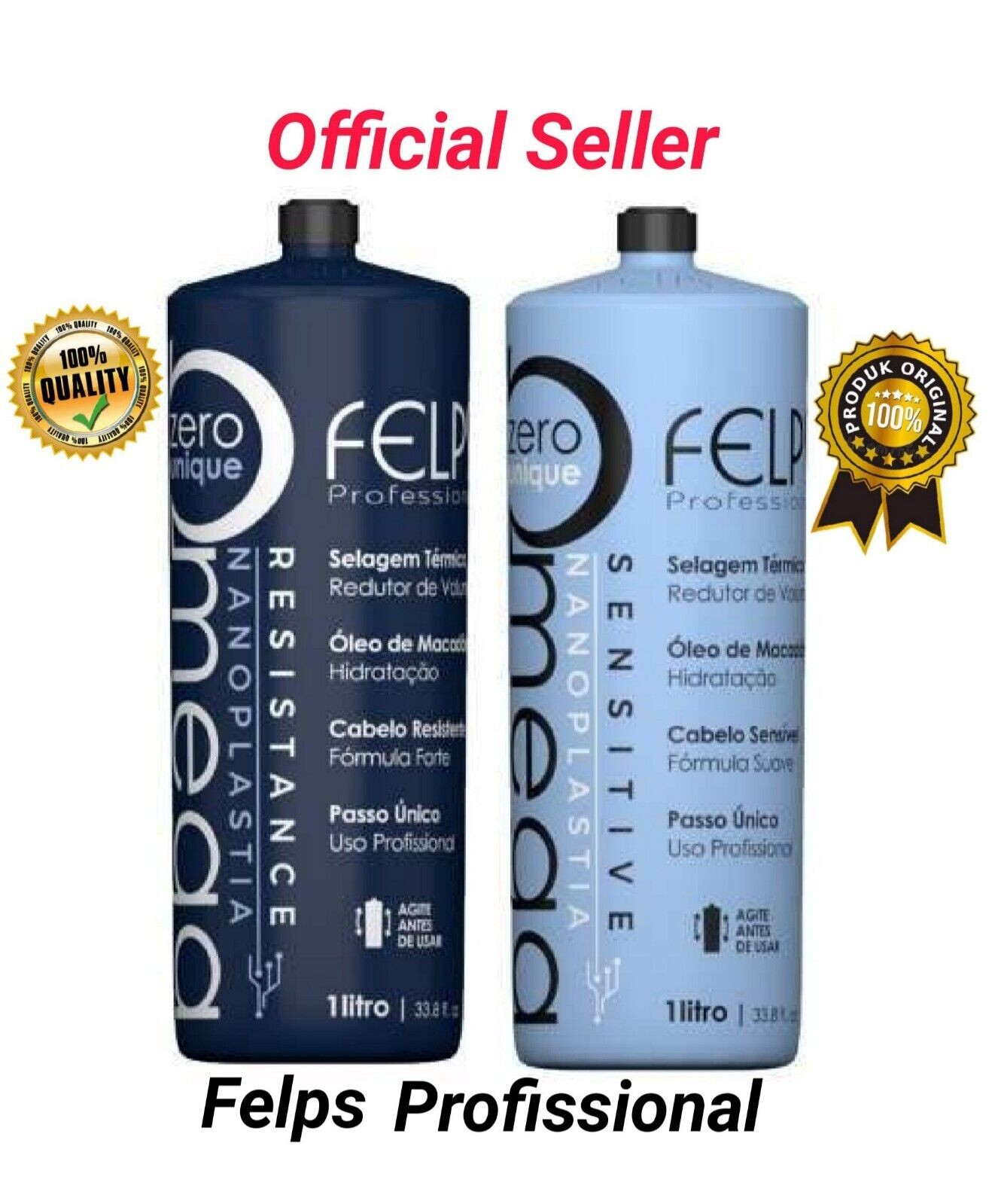 Felps Omega Zero Sensitive And Resistance Treatment Keratin Brazilian 2x1L/34.Oz