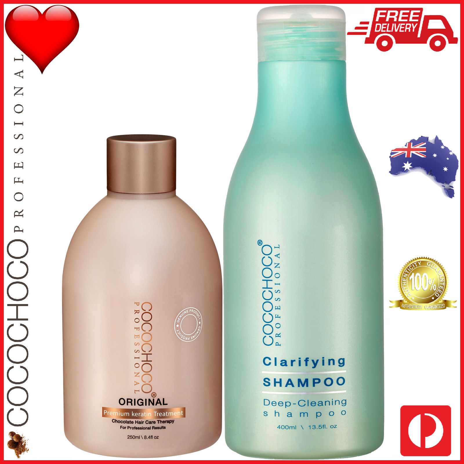 ❤❤ COCOCHOCO ORIGINAL Keratin 250ml + Shampoo + Conditioner 400ml Straight Hair