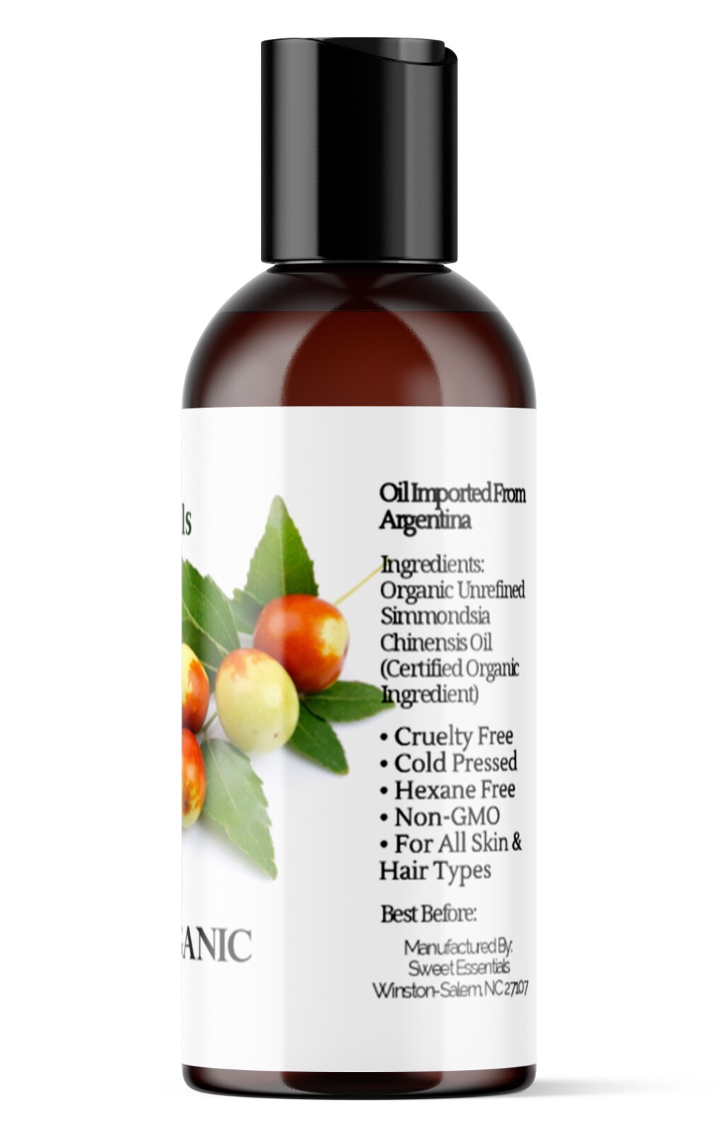 Organic Virgin Jojoba Oil 2oz | Imported From Argentina | 100% Pure Cold Pressed