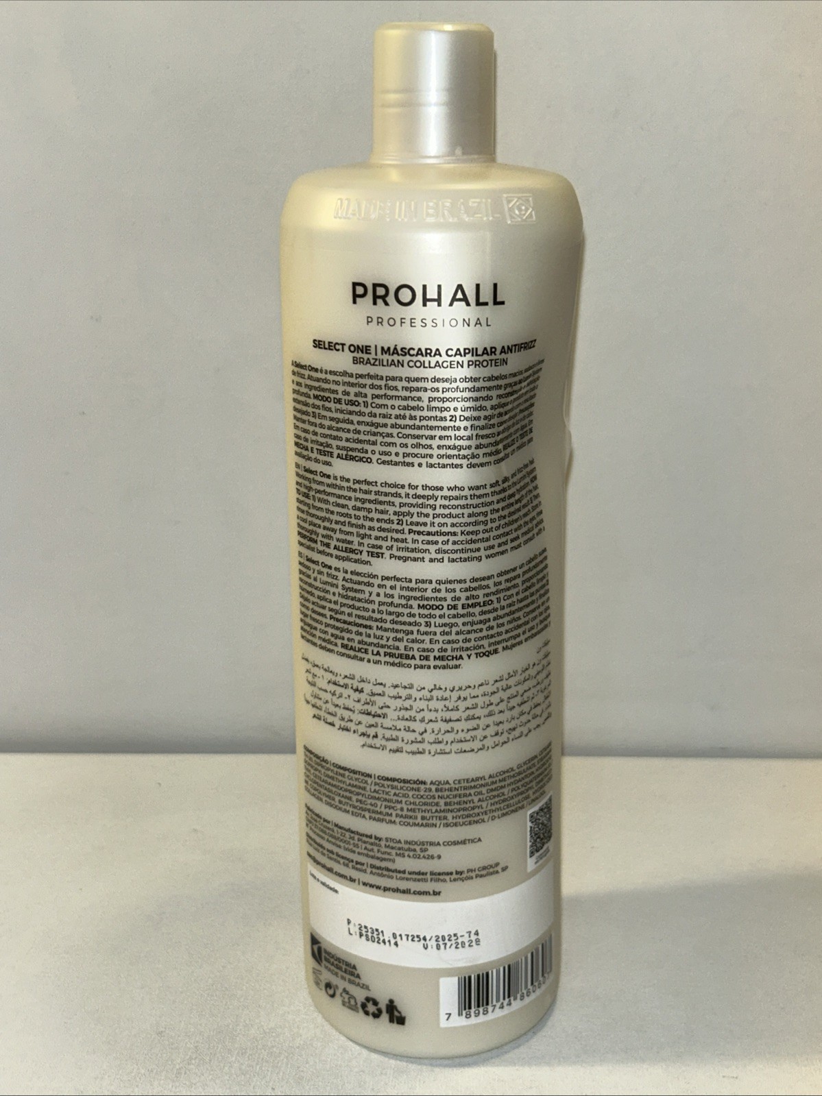 New Prohall Select One Brazilian Keratin Protein Smoothing 1 L