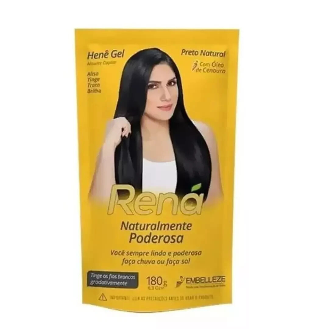Kit 6 Units Henê Rena Embelleze – Natural Black Gel Sachet – 180g