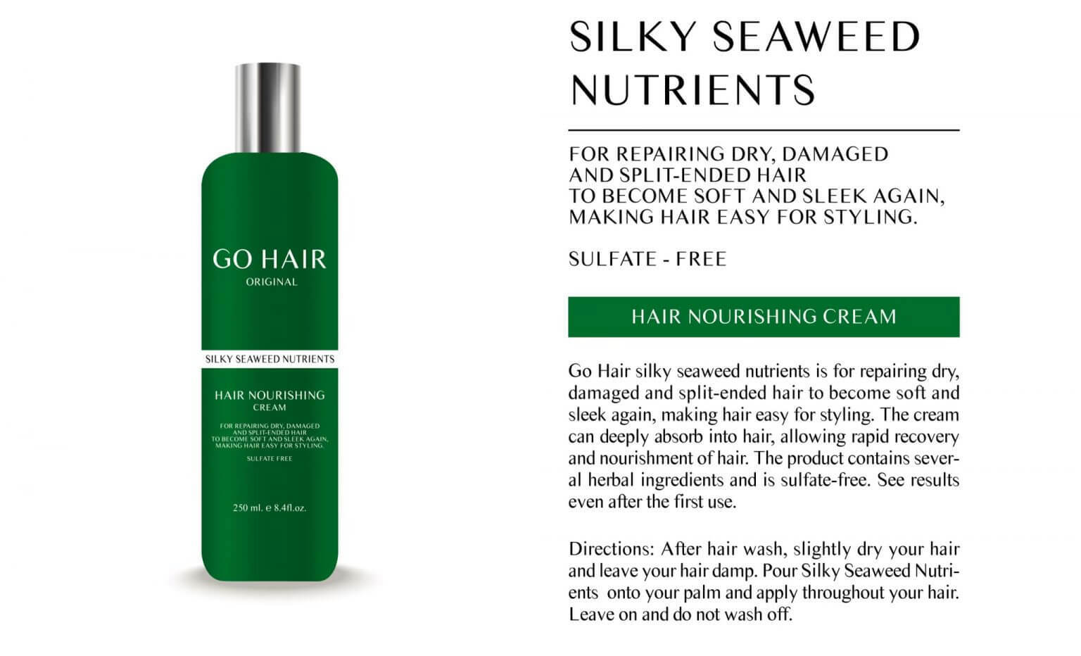 4x Go Hair Silky Seaweed Nutrients for dry & damaged hair with split ends 250ml