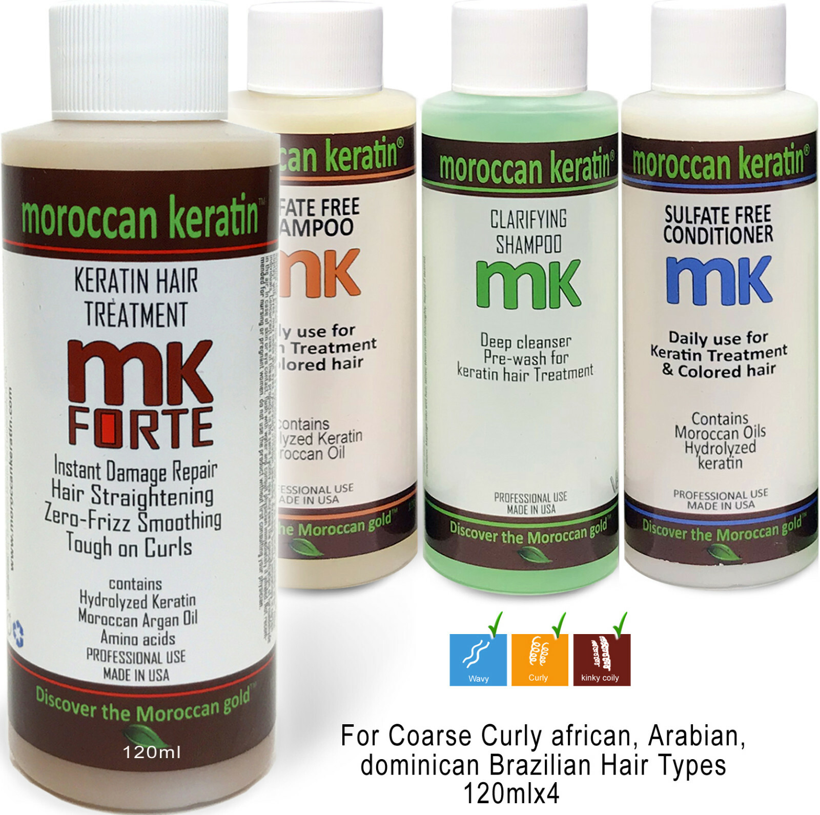 Moroccan Keratin FORTE 4x120ml Set Keratin Hair Treatment w/ Argan Oil