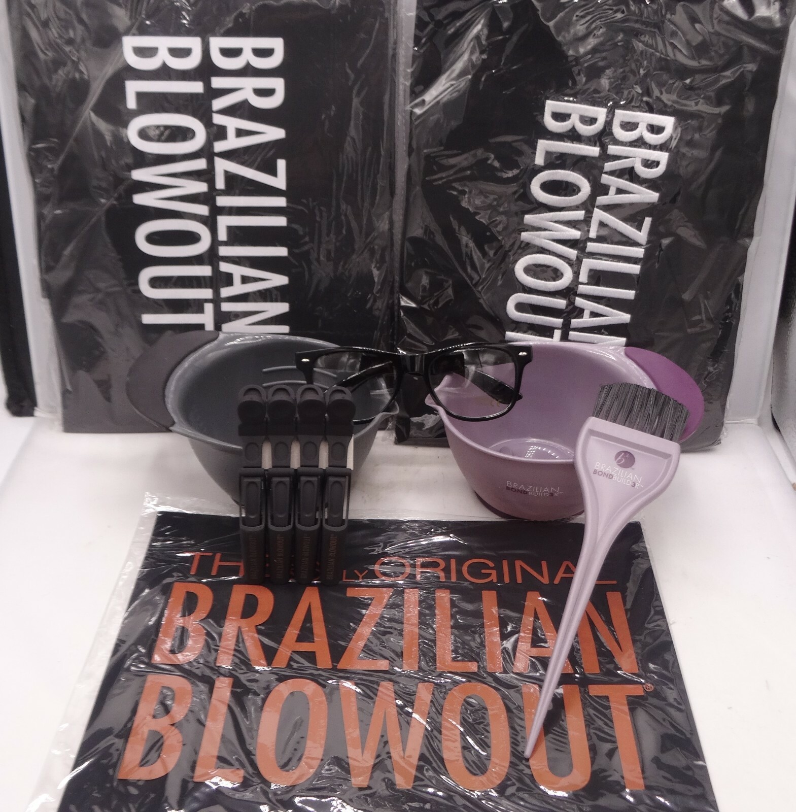 Brazilian Blowout Original Solution Styling Kit Treatment Kit Apron Bowls Clips