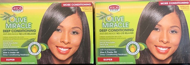 Lot of 2 African Pride Olive Miracle Deep Conditioning Hair Relaxer Super