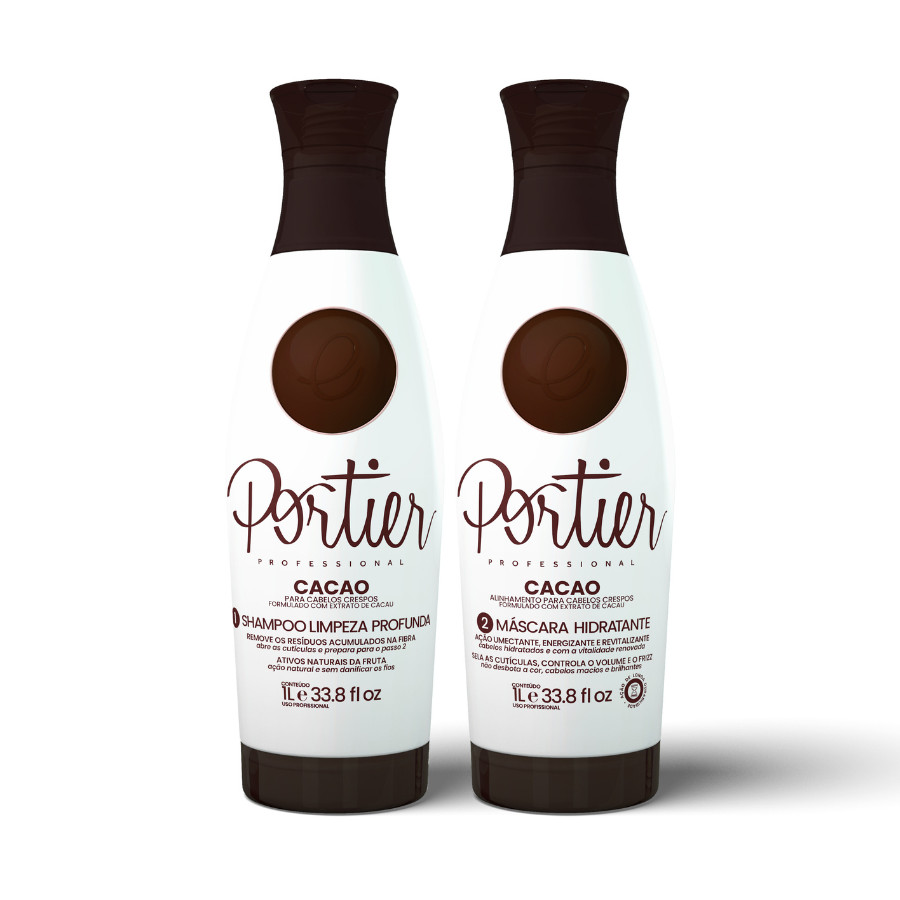 Portier Cacao Brazilian Keratin Hair Straightening Kit 2x1L 33.8fl oz Anti Frizz