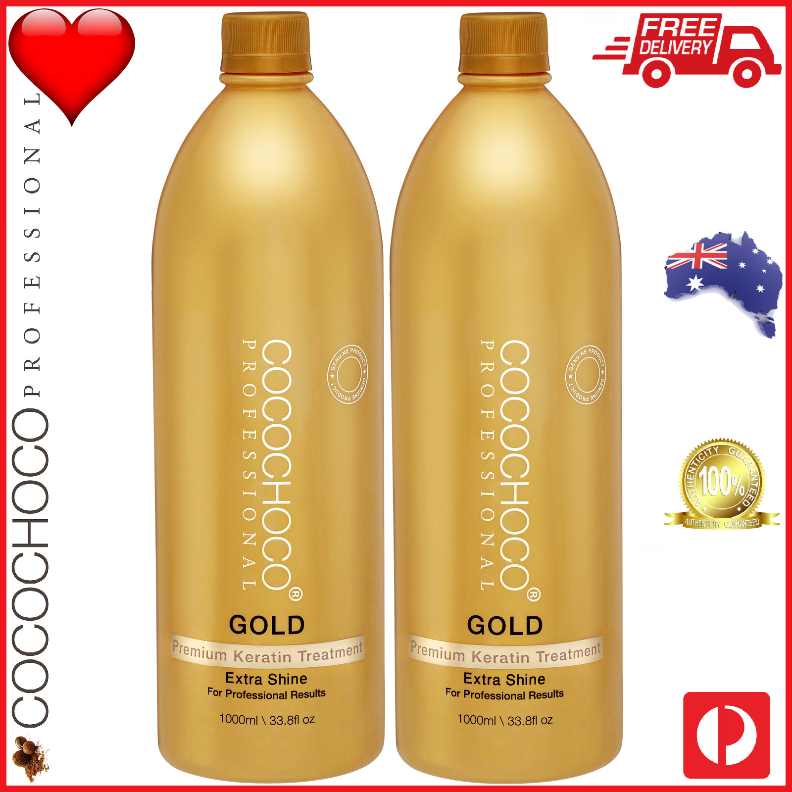 ❤❤ COCOCHOCO Pro GOLD Brazil Keratin Hair Straight Salon Treatment 24k 2000ml 2L