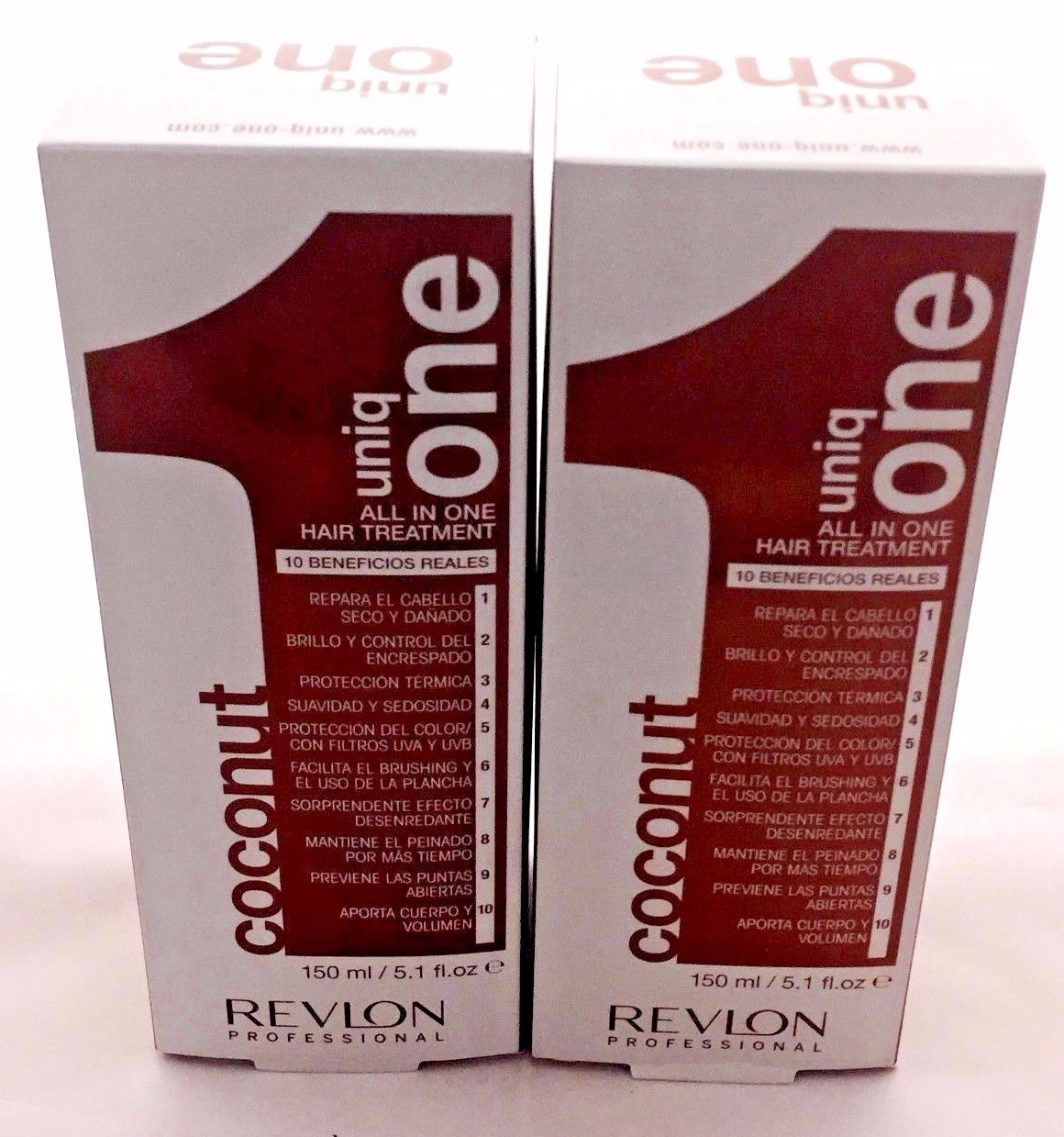 UNIQ 1 COCONUT 5.1OZ 2PC 10 BENEFITS. REPAIR,SHINE,PROTECT,SMOOTH,BODY,UVA,UVB
