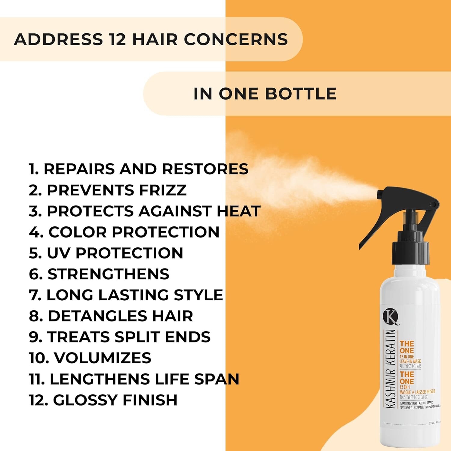 Kashmir Keratin The one leave in mask hair treatment absolut repair 236 ml/8floz