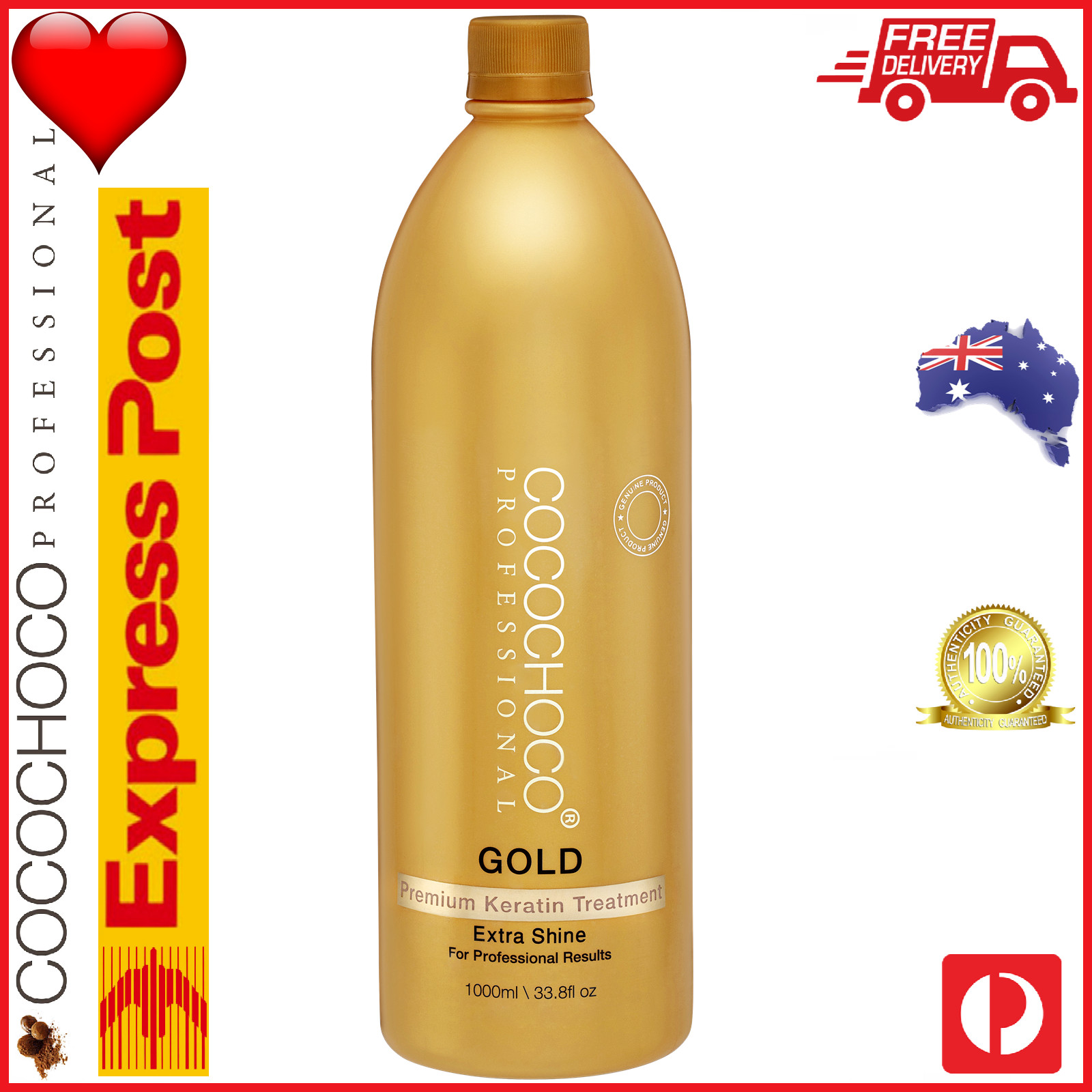 ❤❤ COCOCHOCO Pro GOLD Keratin Treatment 1000ml Hair Straight Salon FAST EXPRESS