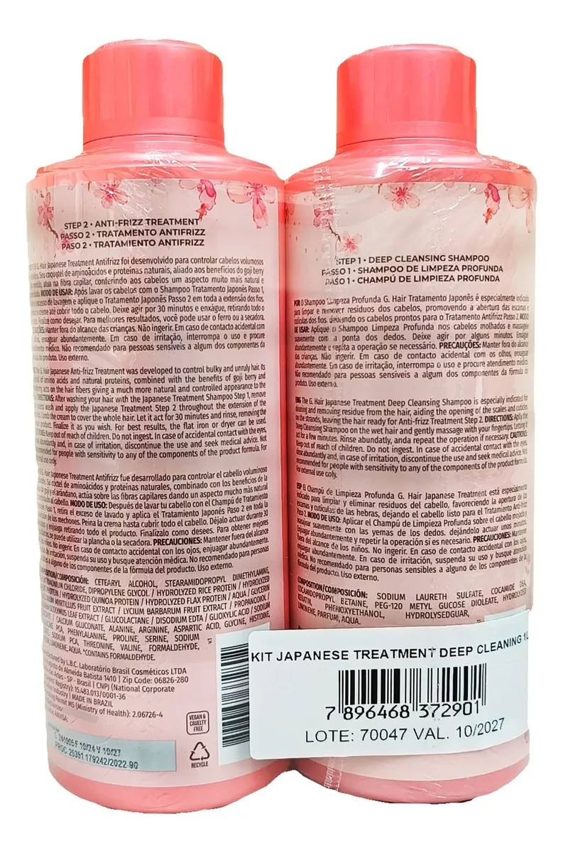 G.Hair Kit Professional / Treatment Japanese Anti-Frizz /Shampoo + Sealer 2x1L
